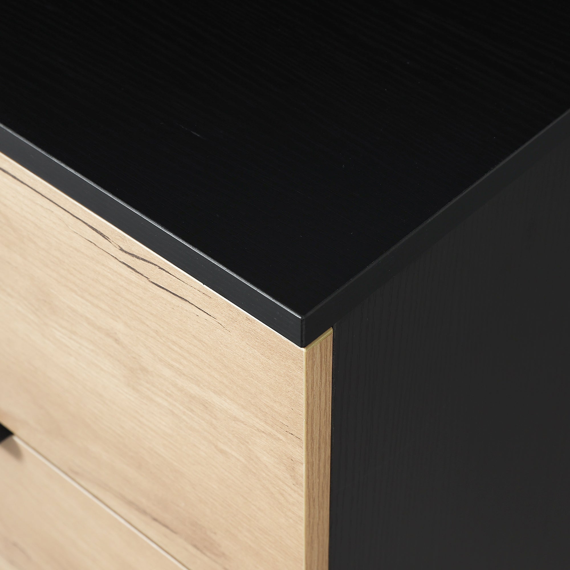 DRESSER CABINET BAR CABINET storge cabinet Glass door side cabinet lockersEmbedded metal handle can be placed in the living room, bedroom, dining room, black+brown_26