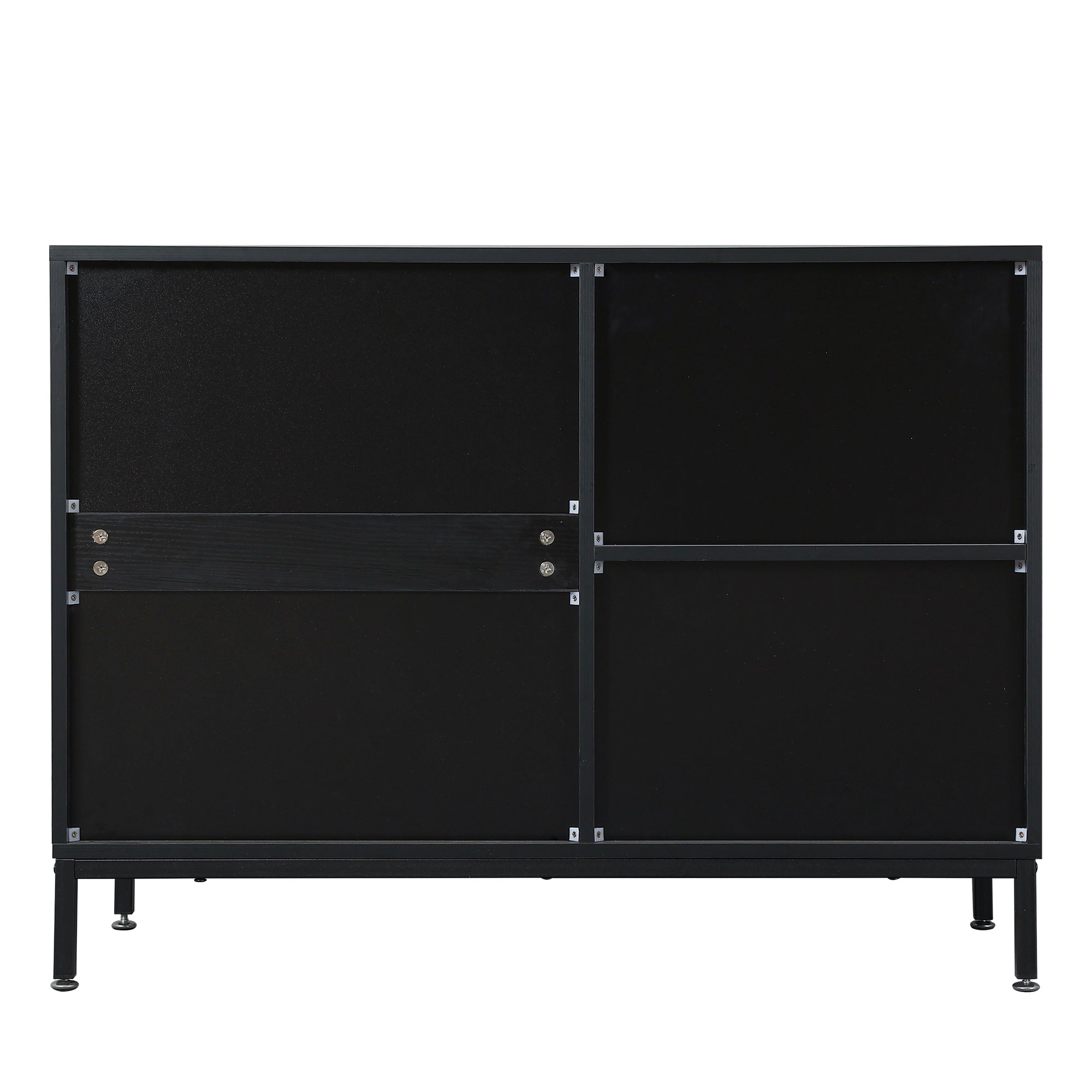 DRESSER CABINET BAR CABINET storge cabinet Glass door side cabinet lockersEmbedded metal handle can be placed in the living room, bedroom, dining room, black+brown_12