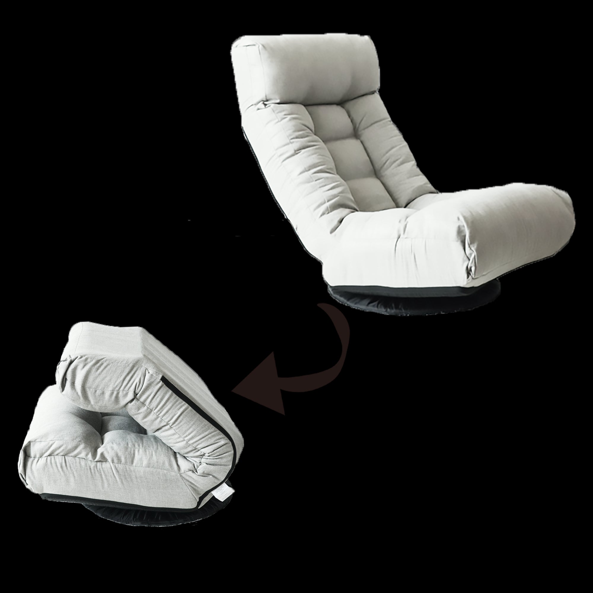 3 Adjustable Head Segments Single Sofa Reclining Japanese Style Leisure Accent Chair- Gray_29