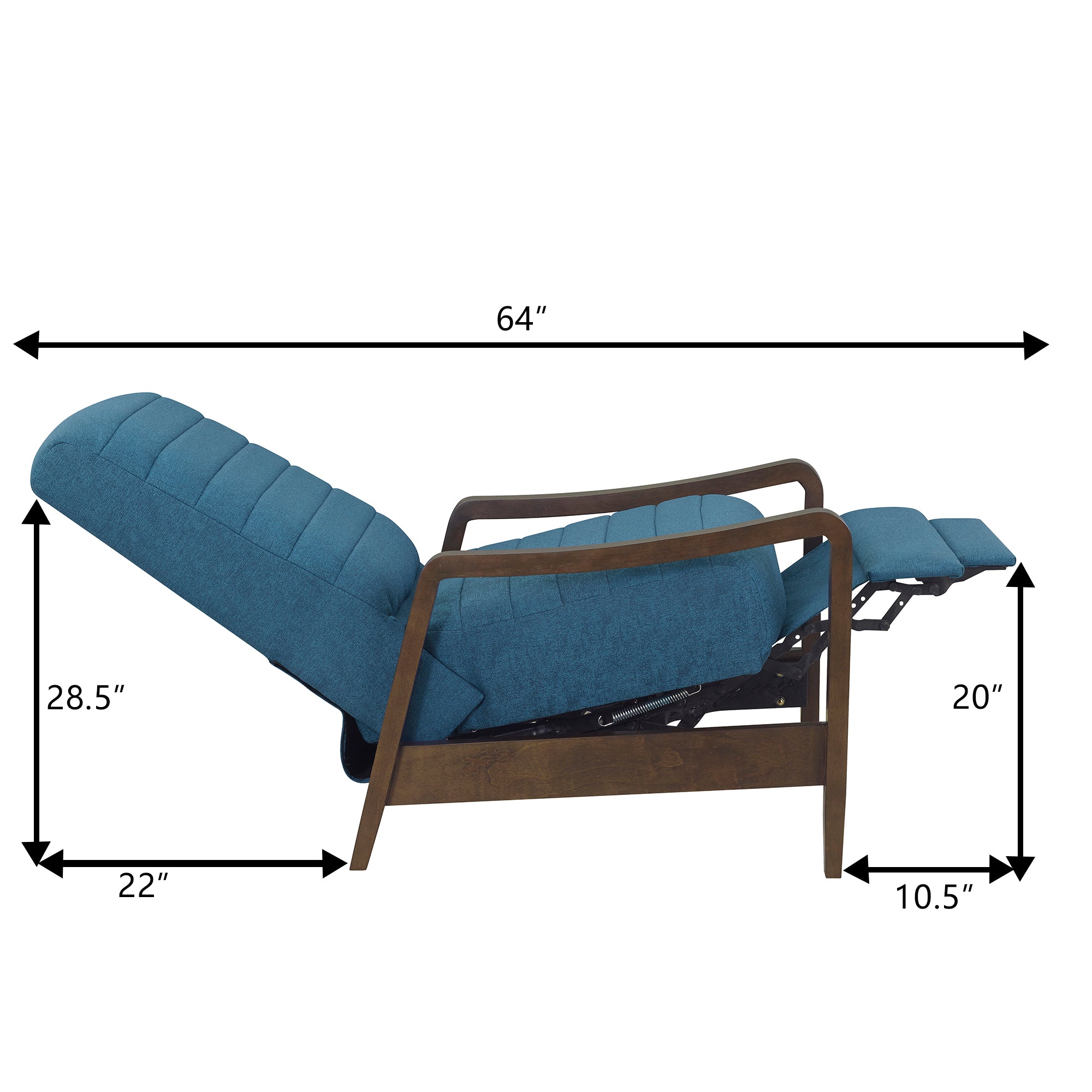 Modern Push Back Adjustable Recliner Chair with High Back and Wooden Legs- Navy Blue_16