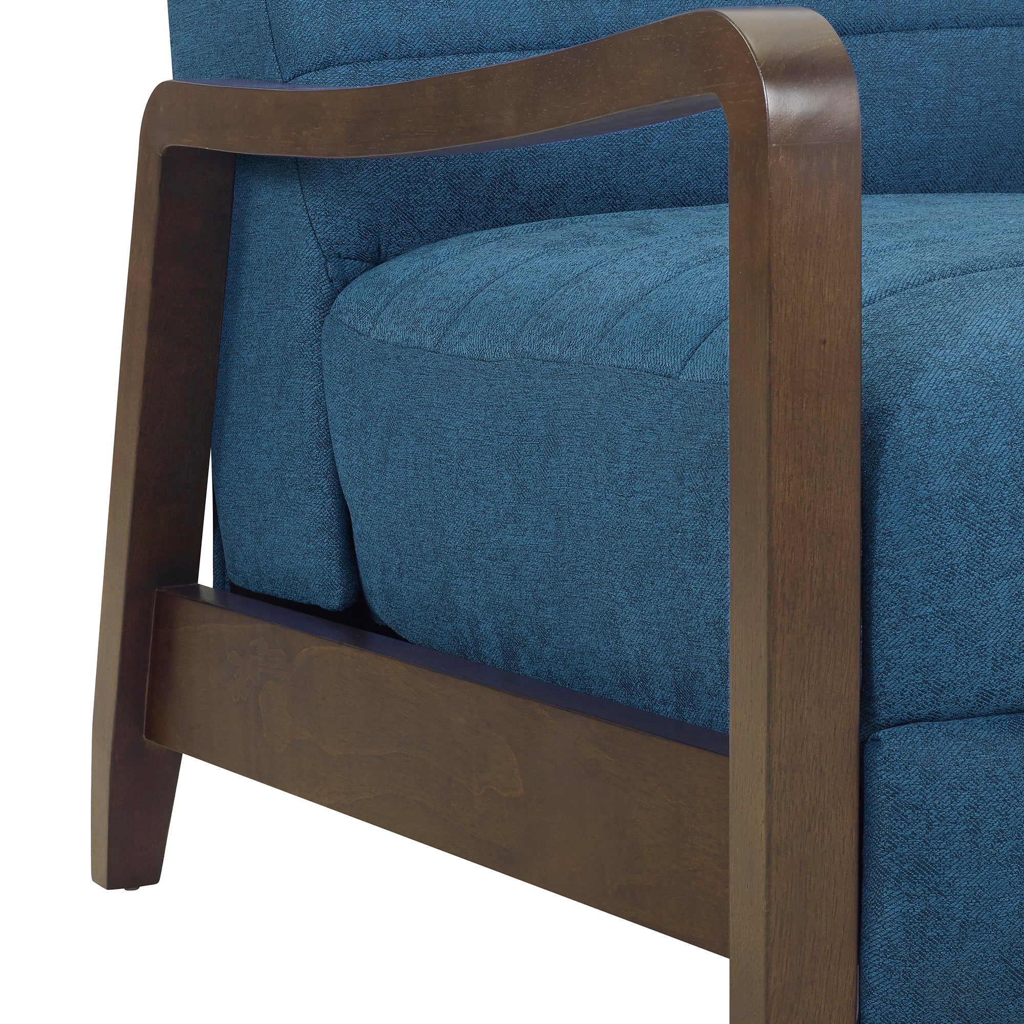 Modern Push Back Adjustable Recliner Chair with High Back and Wooden Legs- Navy Blue_12