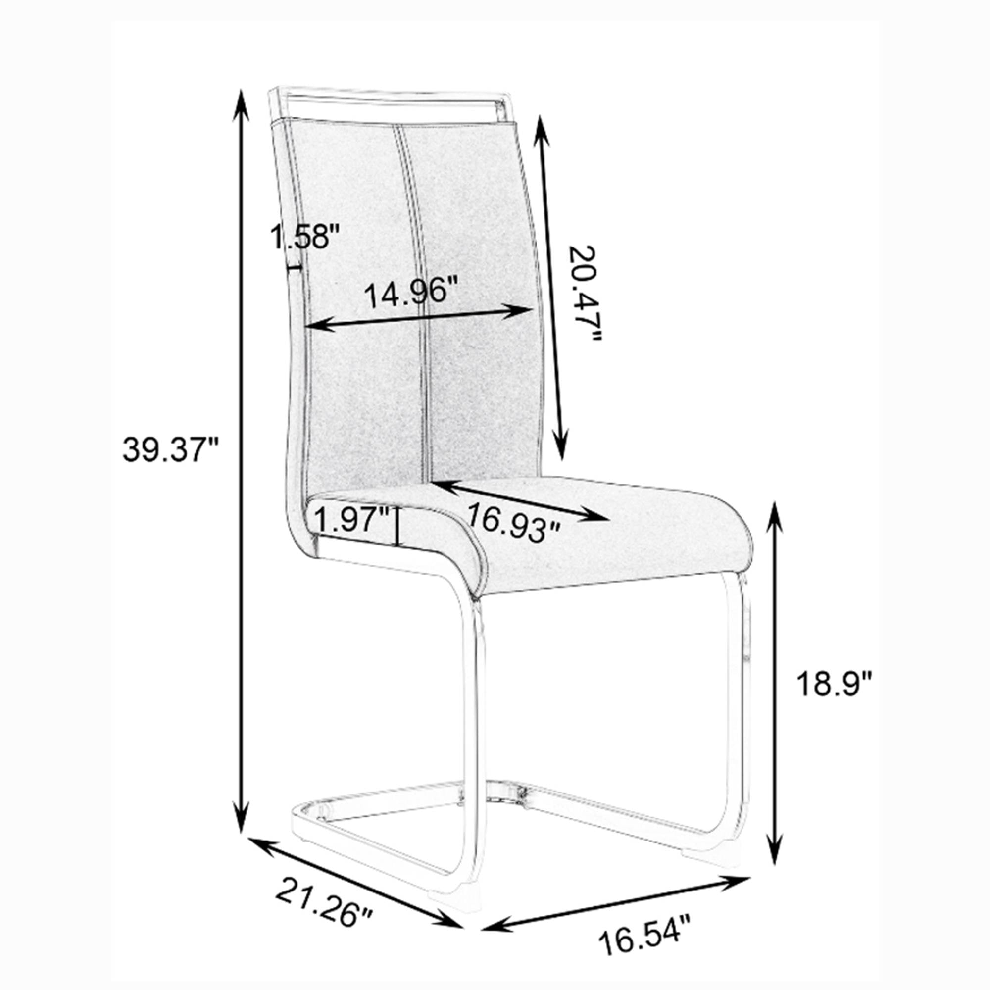 Set of 4 Modern High Back Upholstered Side Chair with C-shaped Legs- Brown, Black_21