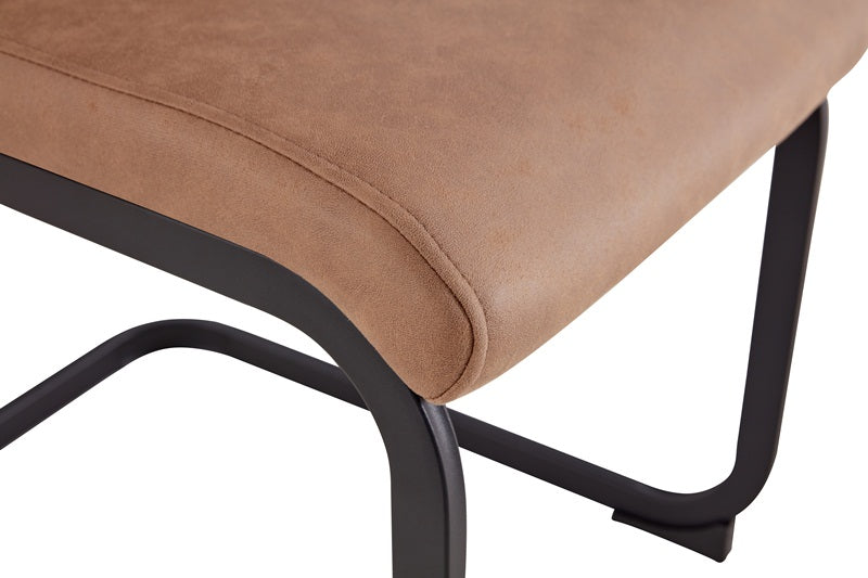 Set of 4 Modern High Back Upholstered Side Chair with C-shaped Legs- Brown, Black_13