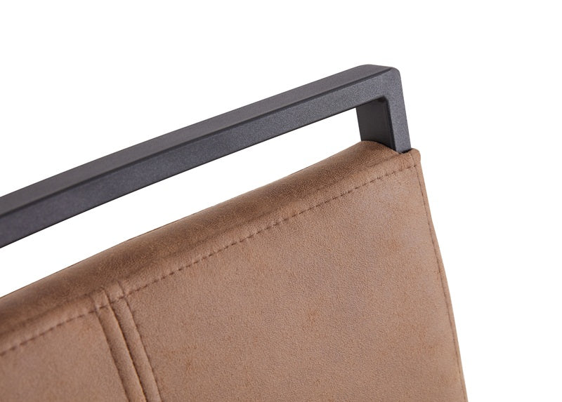 Set of 4 Modern High Back Upholstered Side Chair with C-shaped Legs- Brown, Black_14