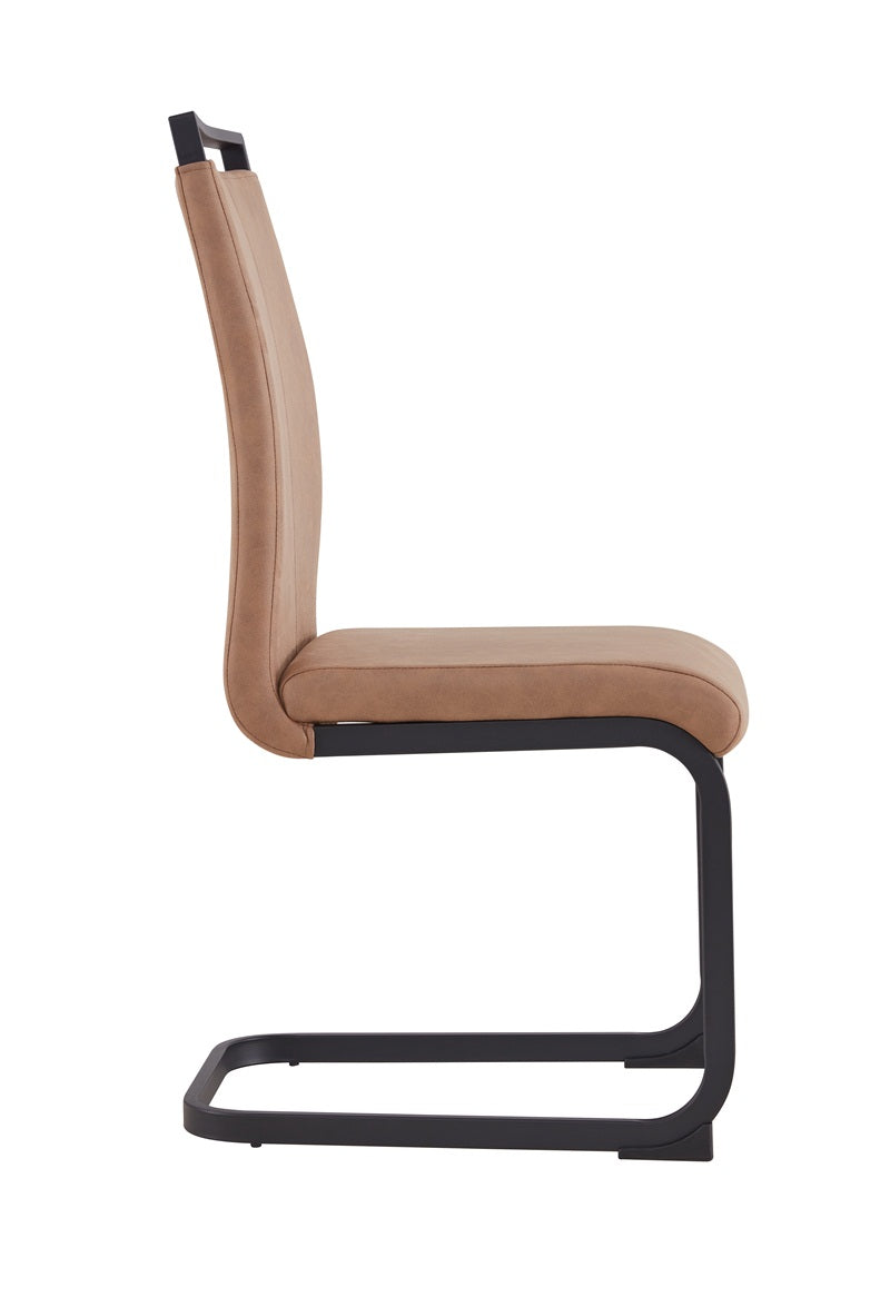 Set of 4 Modern High Back Upholstered Side Chair with C-shaped Legs- Brown, Black_16