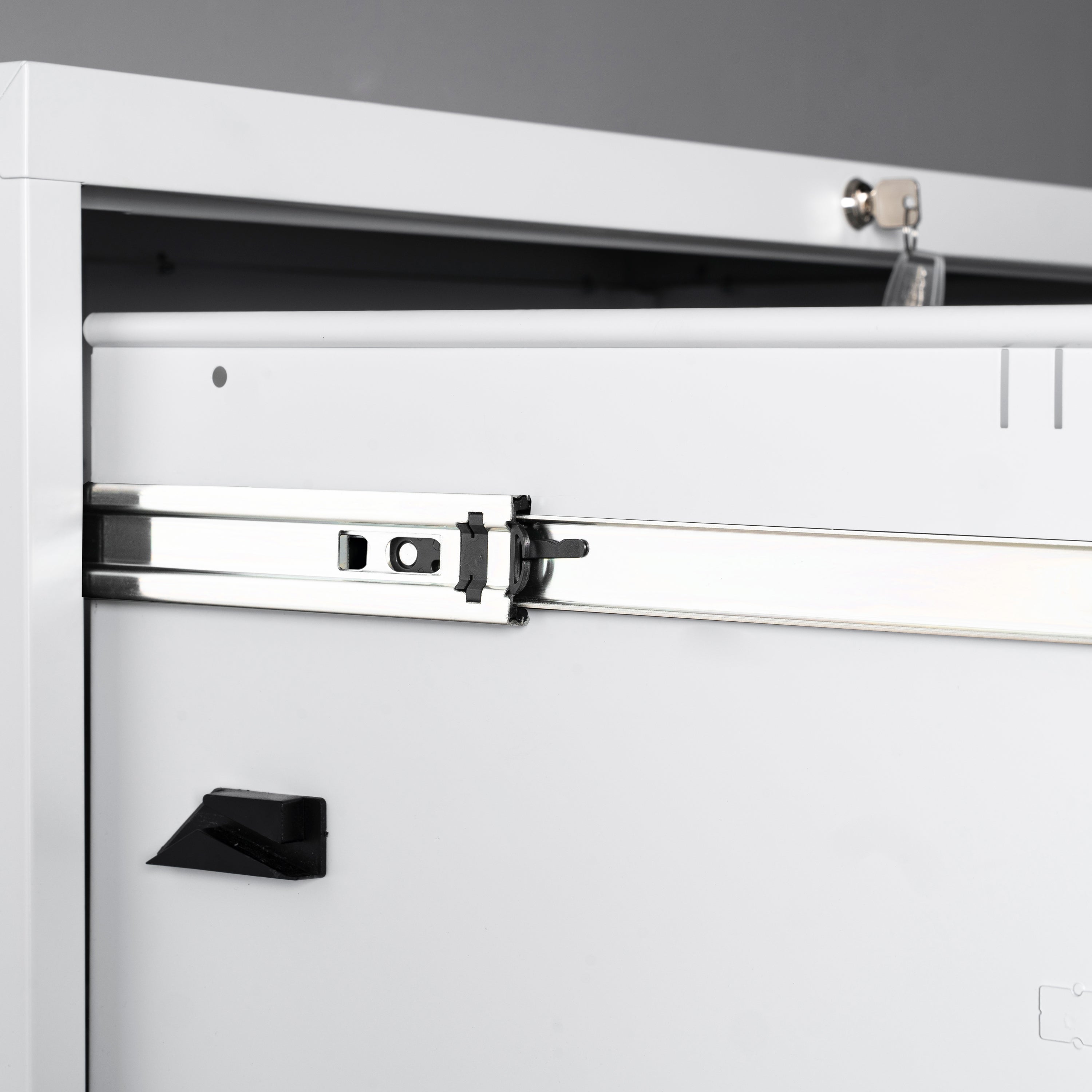 3 Deep Large Drawers Lateral Metal Filing Cabinet for Legal/Letter A4 Size Documents- White_15