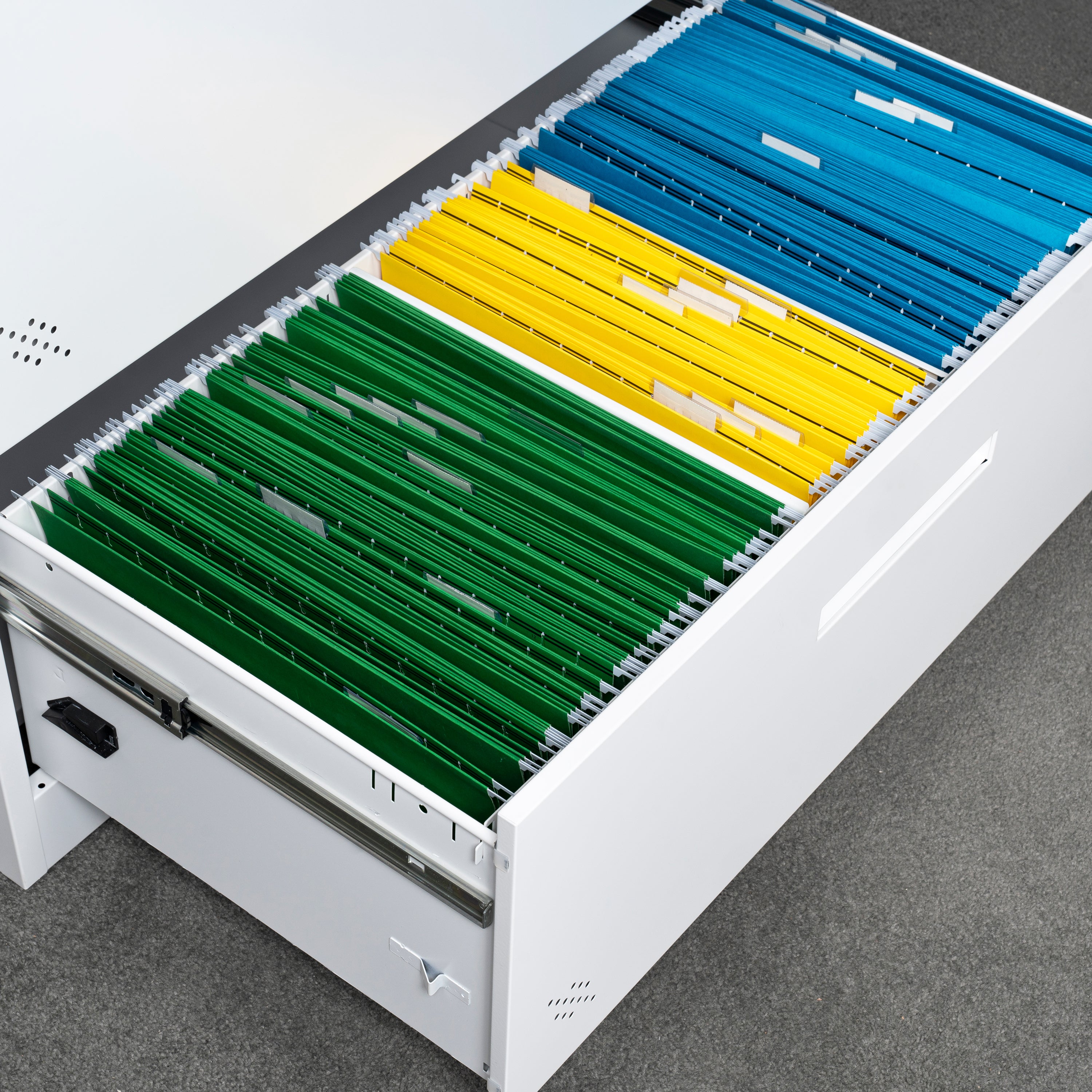 3 Deep Large Drawers Lateral Metal Filing Cabinet for Legal/Letter A4 Size Documents- White_12