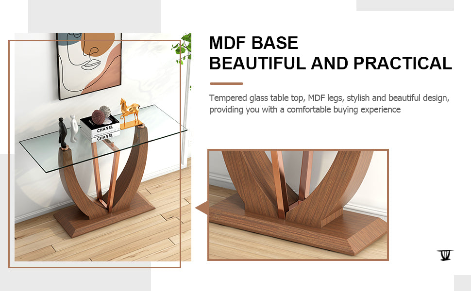 Modern Minimalist Rectangular Tempered Glass Table for Hall and Entryway_15