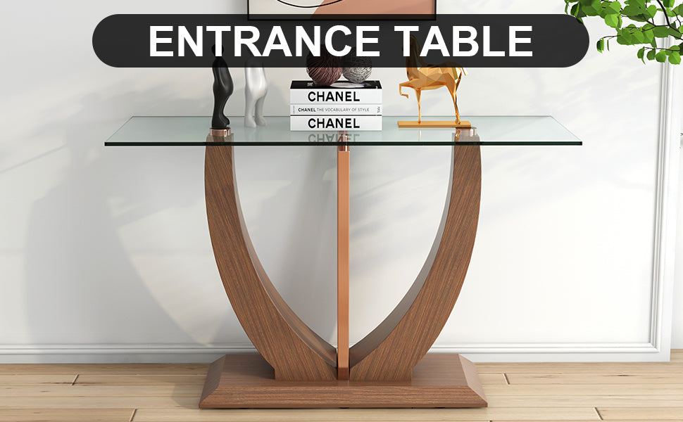 Modern Minimalist Rectangular Tempered Glass Table for Hall and Entryway_14