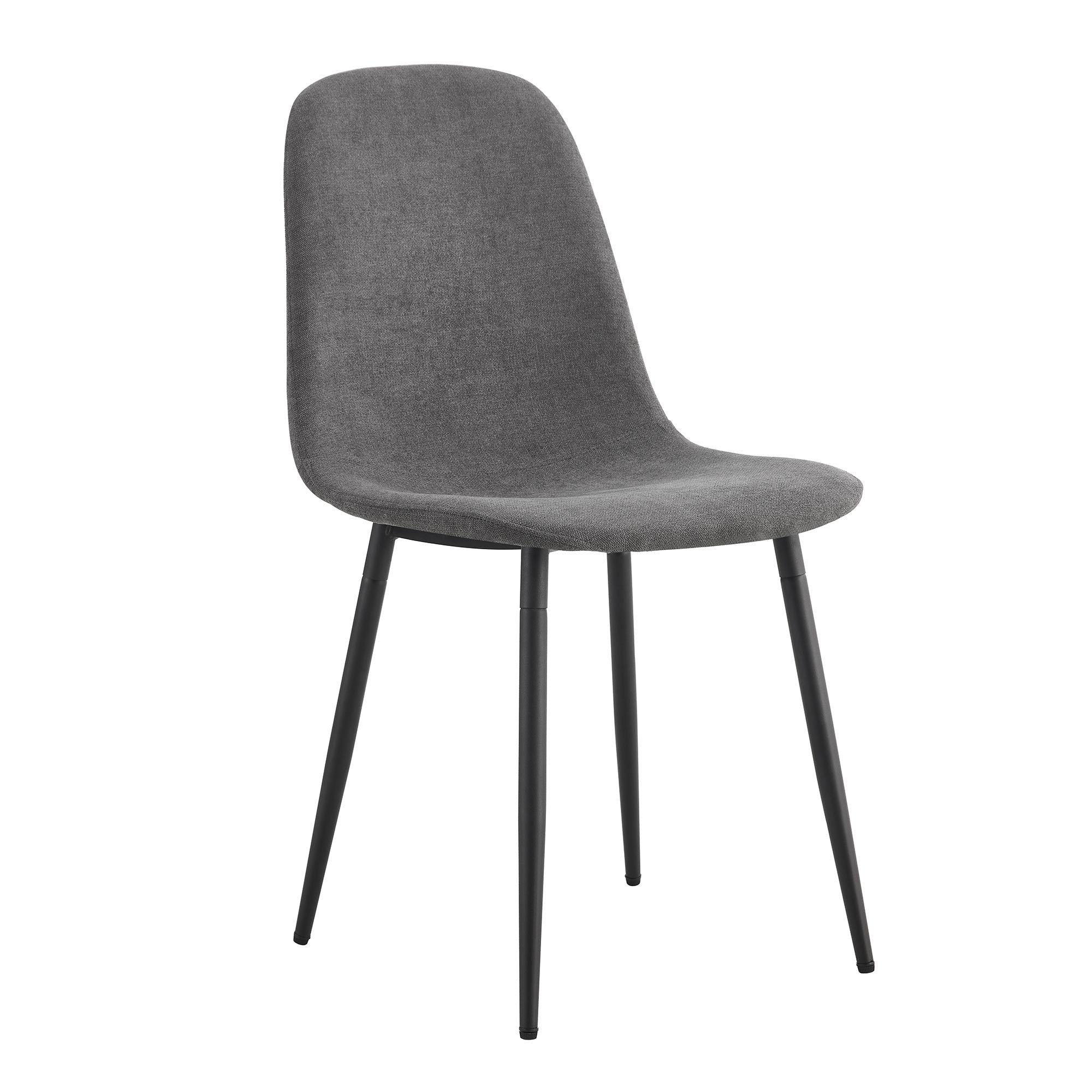 Set of 6 Modern Medieval Style Cushioned Dining Chairs with Black Legs- Dark Gray_16