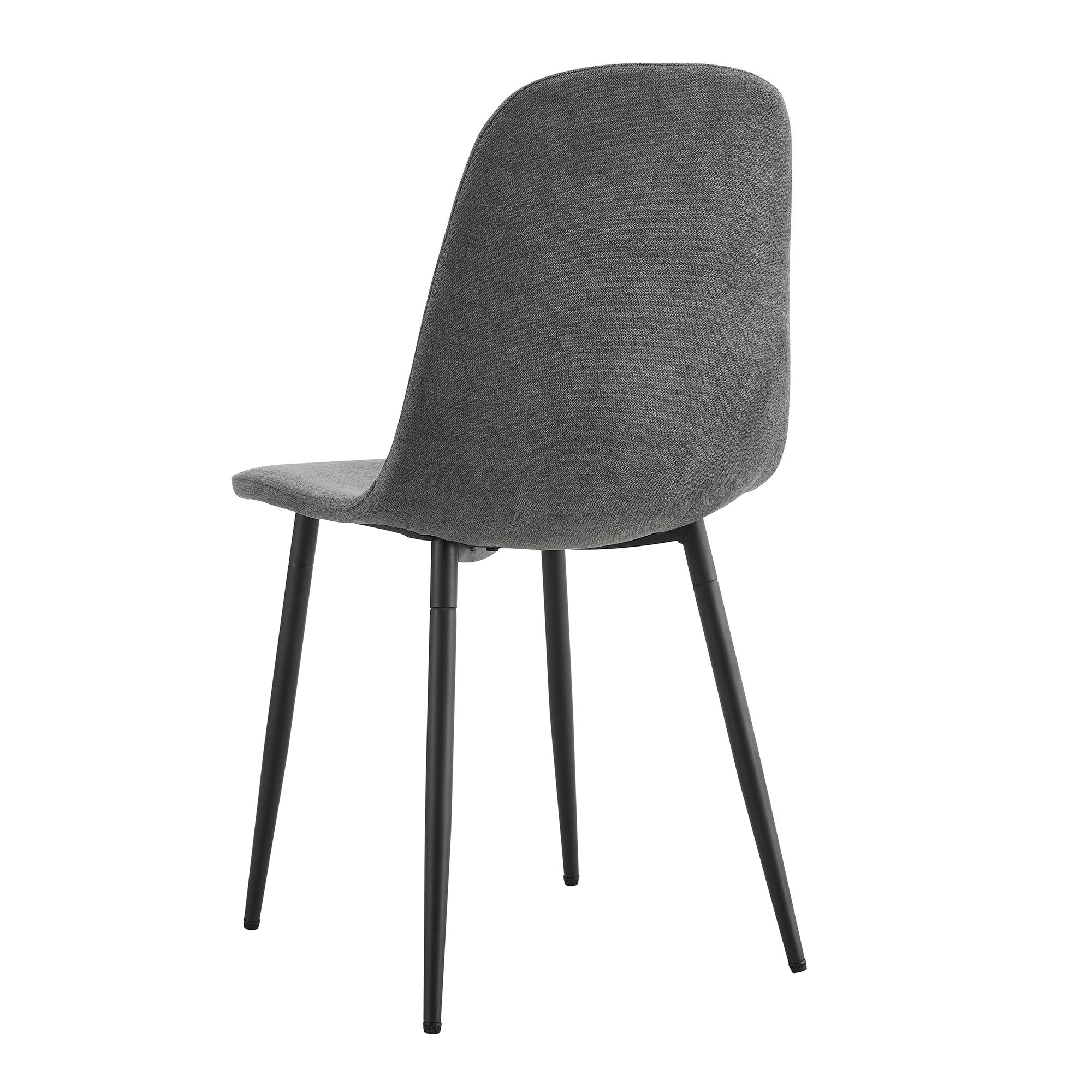 Set of 6 Modern Medieval Style Cushioned Dining Chairs with Black Legs- Dark Gray_17