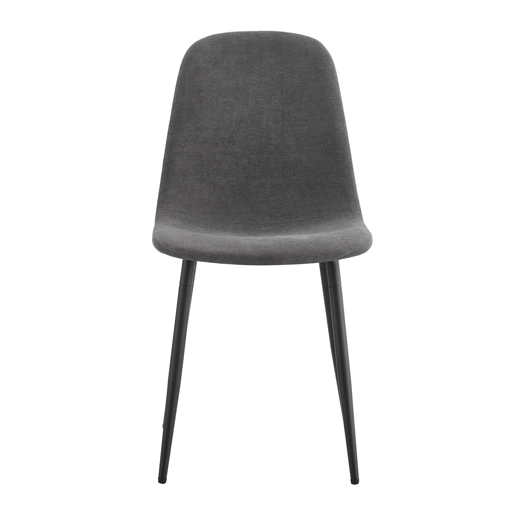 Set of 6 Modern Medieval Style Cushioned Dining Chairs with Black Legs- Dark Gray_14