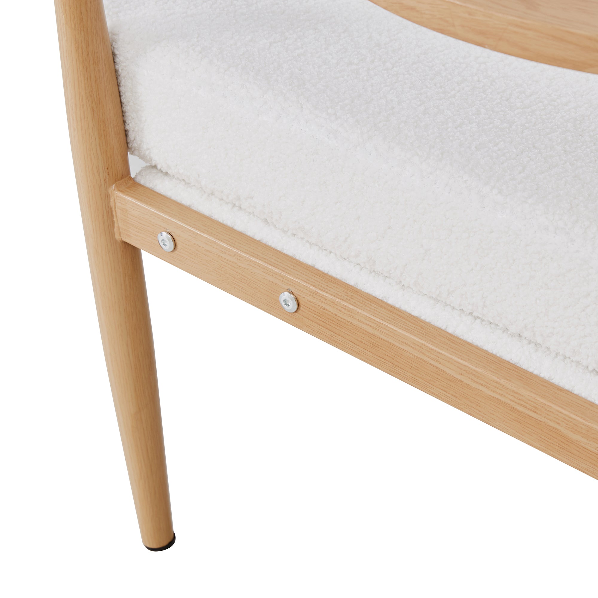 Set of 2 Teddy Velvet Mid Century Modern Accent Armchair with Metal Frame- White_18