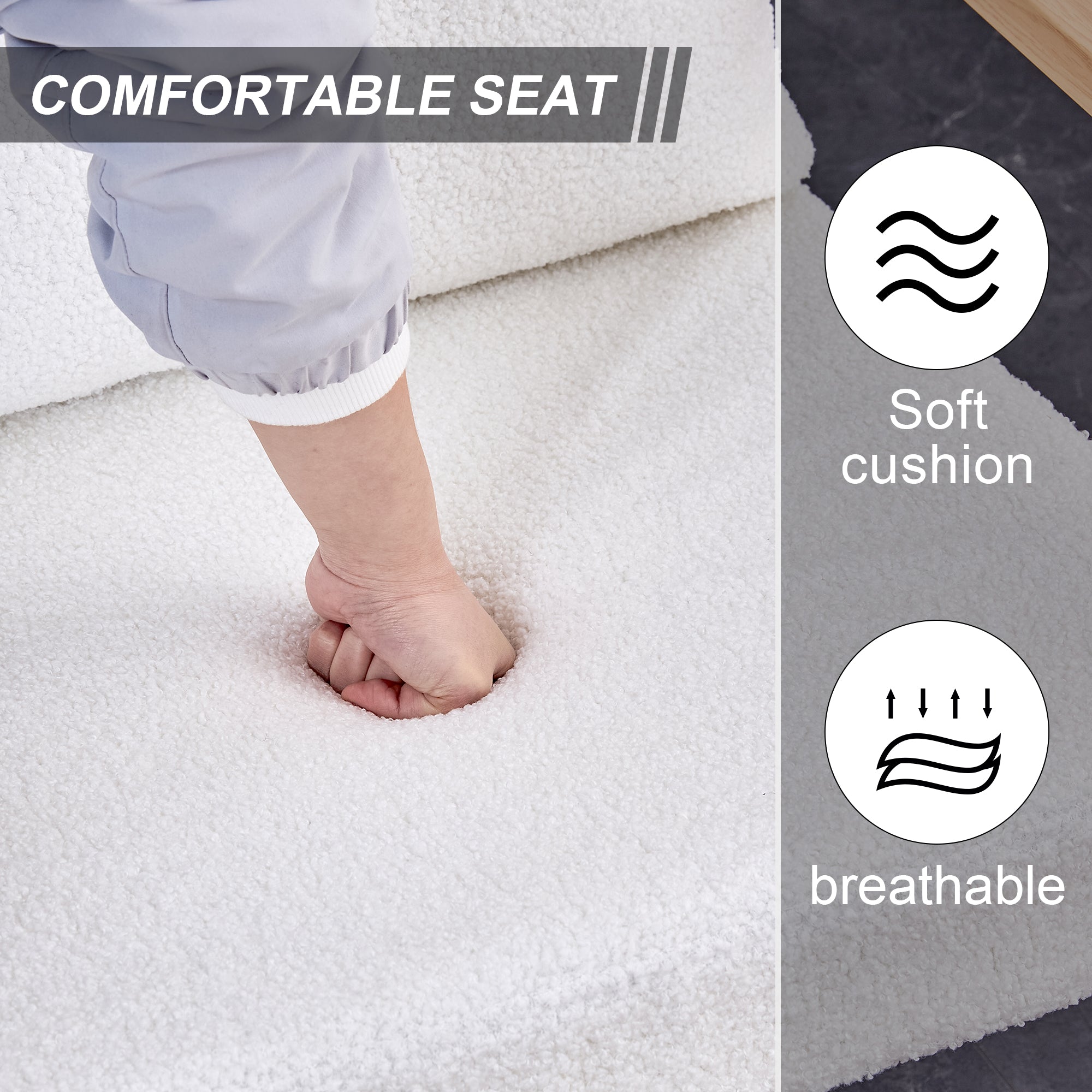 Set of 2 Teddy Velvet Mid Century Modern Accent Armchair with Metal Frame- White_11