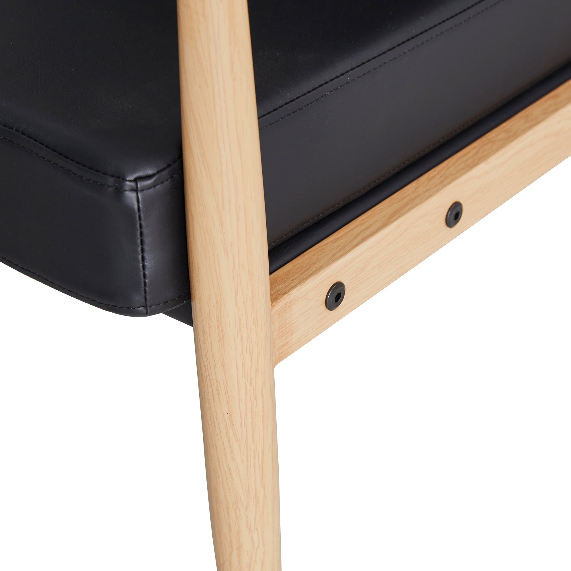 Set of 2 PU Leather Mid Century Modern Accent Armchair with Metal Frame- Black, Brown_16