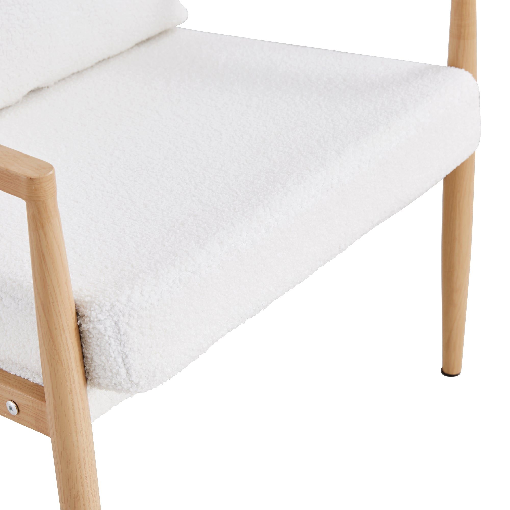 Set of 2 Teddy Velvet Mid Century Modern Accent Armchair with Metal Frame- White_17