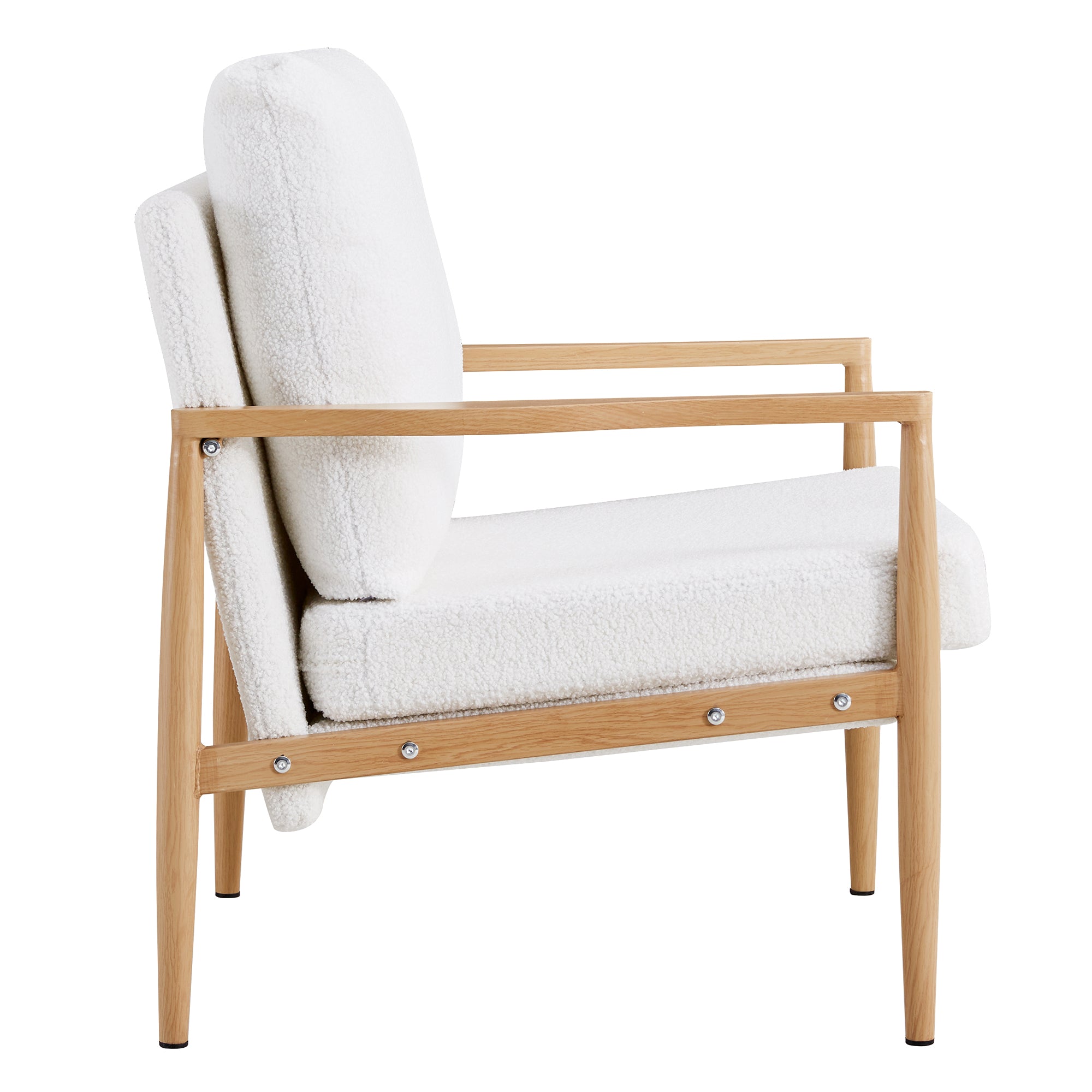 Set of 2 Teddy Velvet Mid Century Modern Accent Armchair with Metal Frame- White_21