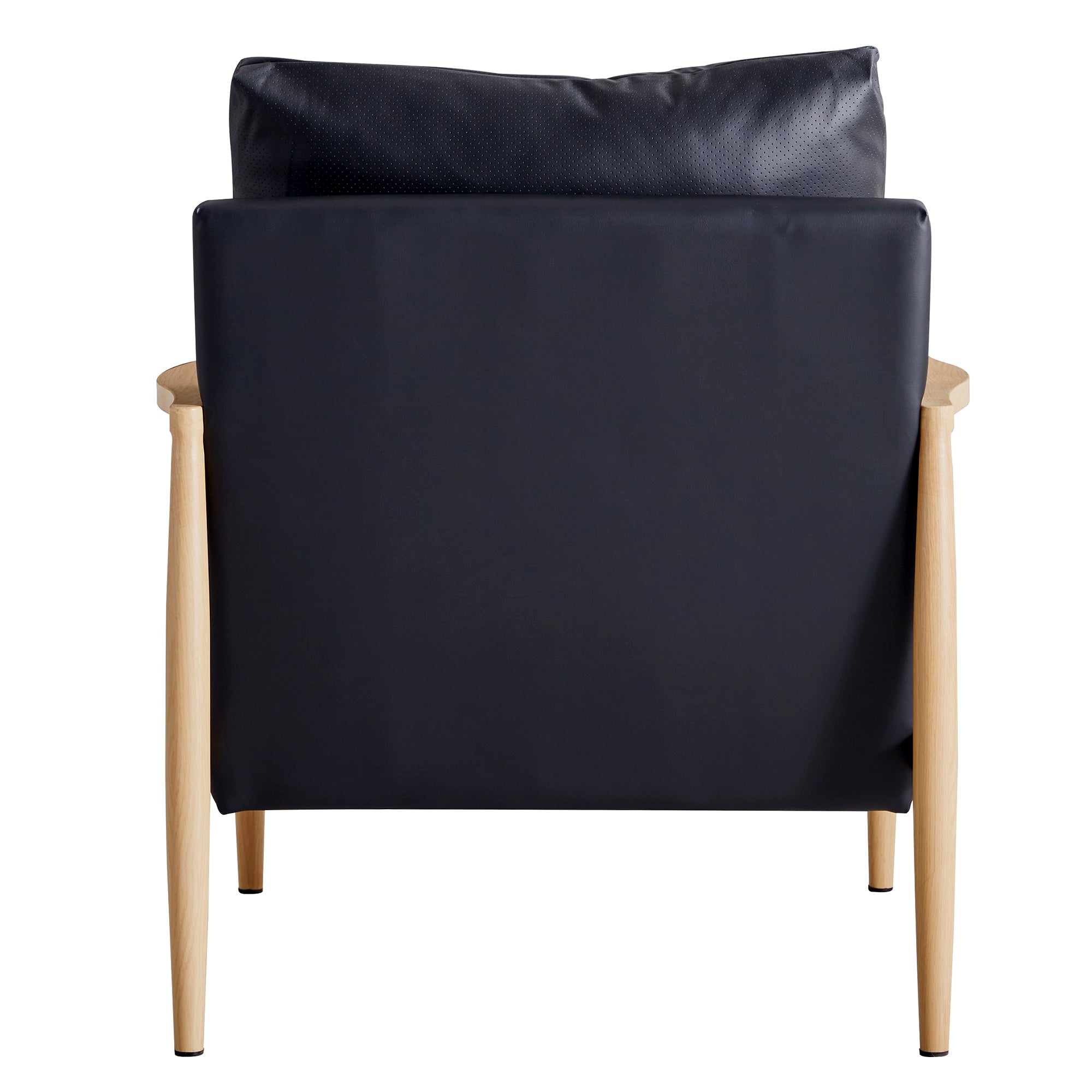 Set of 2 PU Leather Mid Century Modern Accent Armchair with Metal Frame- Black, Brown_19