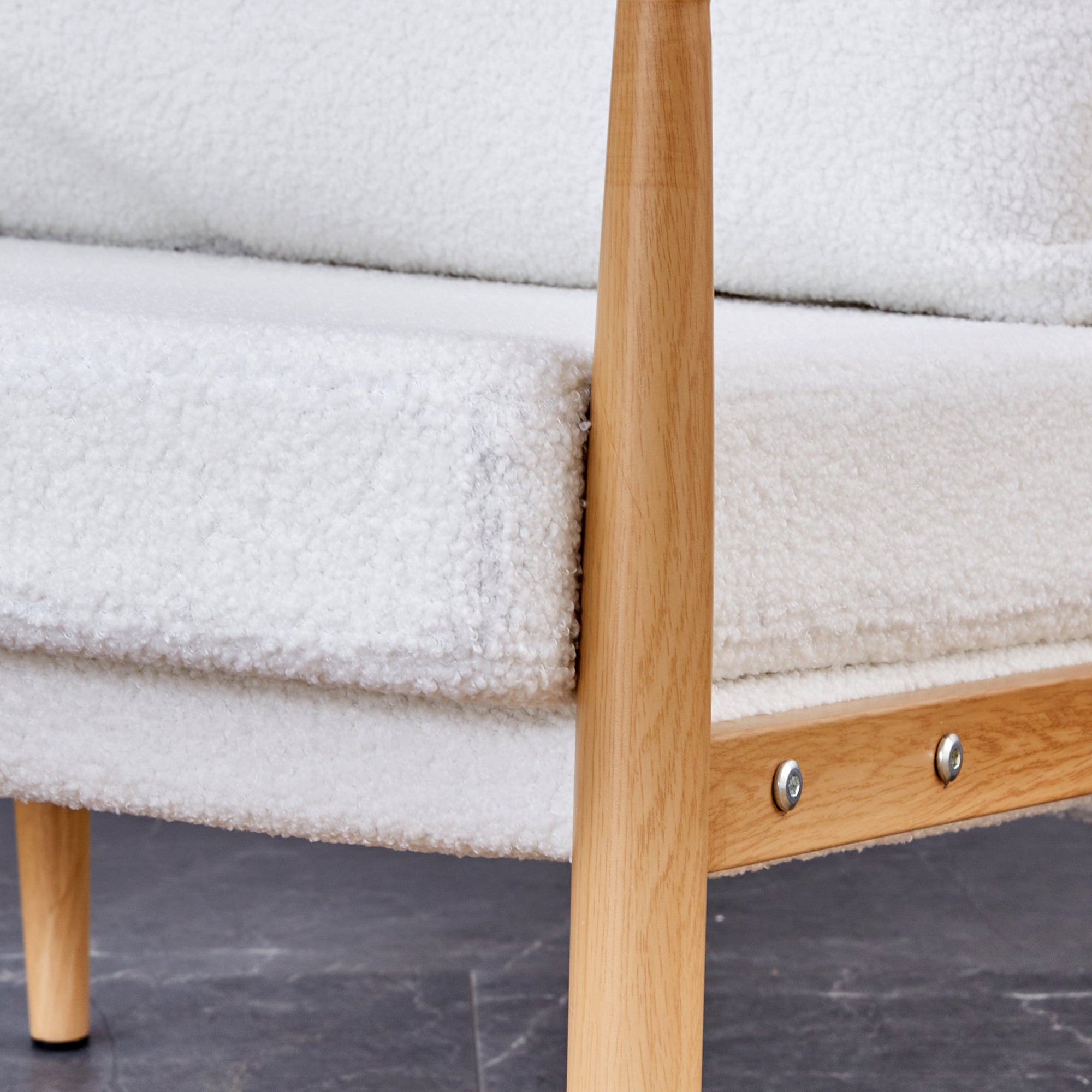 Set of 2 Teddy Velvet Mid Century Modern Accent Armchair with Metal Frame- White_13