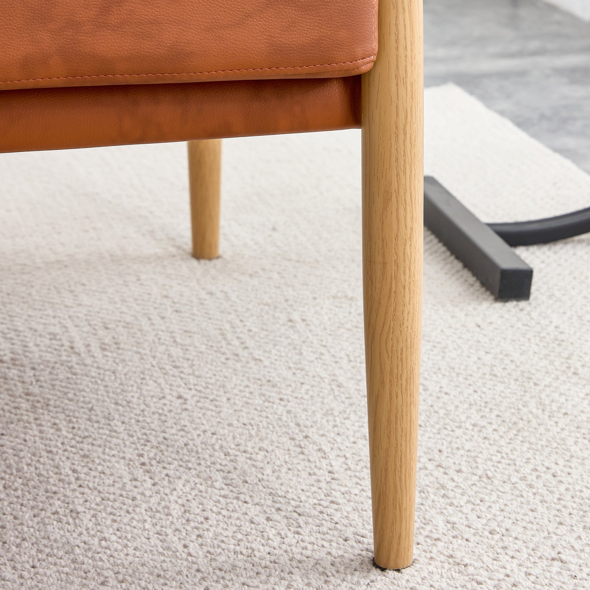 Set of 2 PU Leather Mid Century Modern Accent Armchair with Metal Frame- Brown, Brown_12