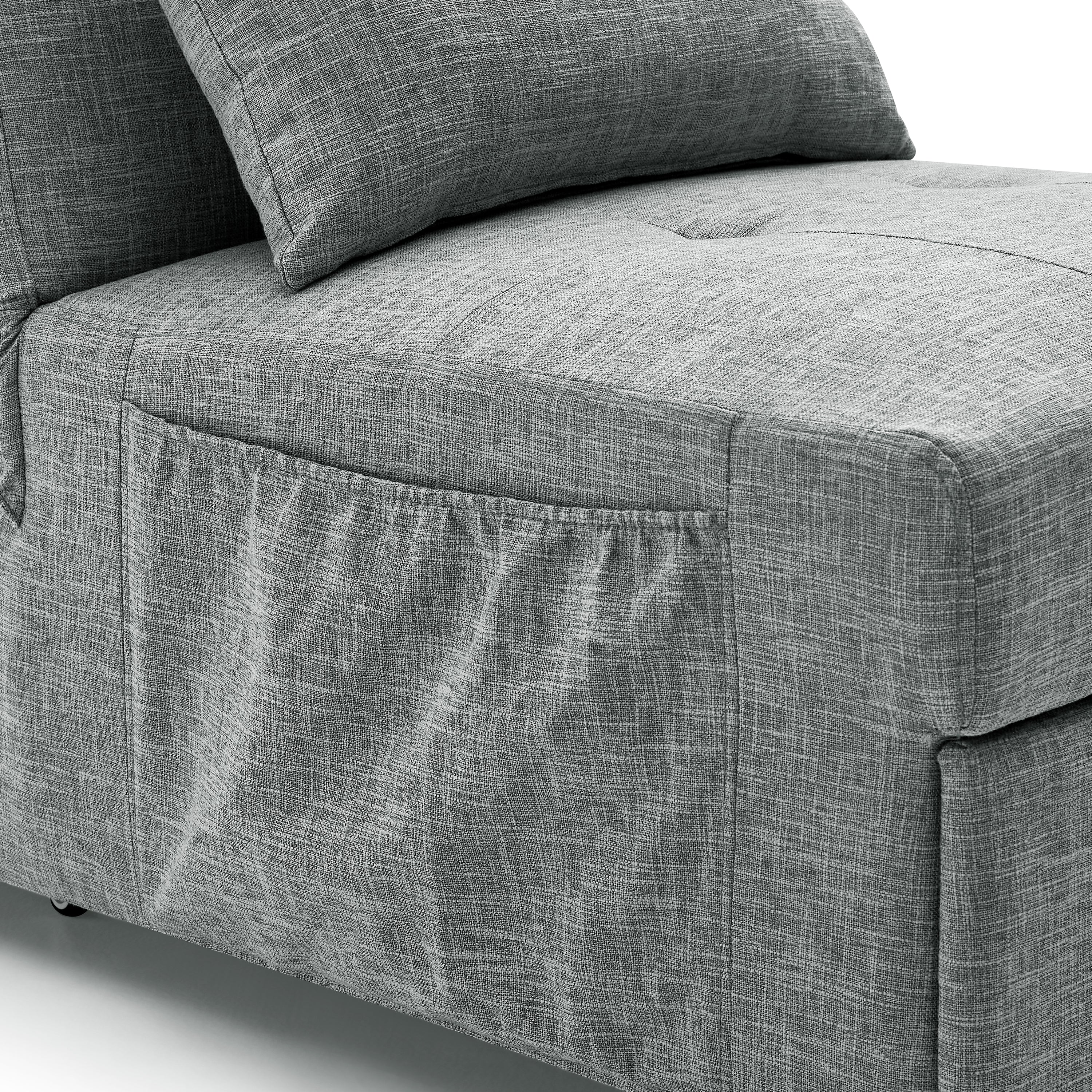 4 in 1 Folding Ottoman Sleeper Sofa Bed Chaise Lounge for Small Space Living- Grey_11