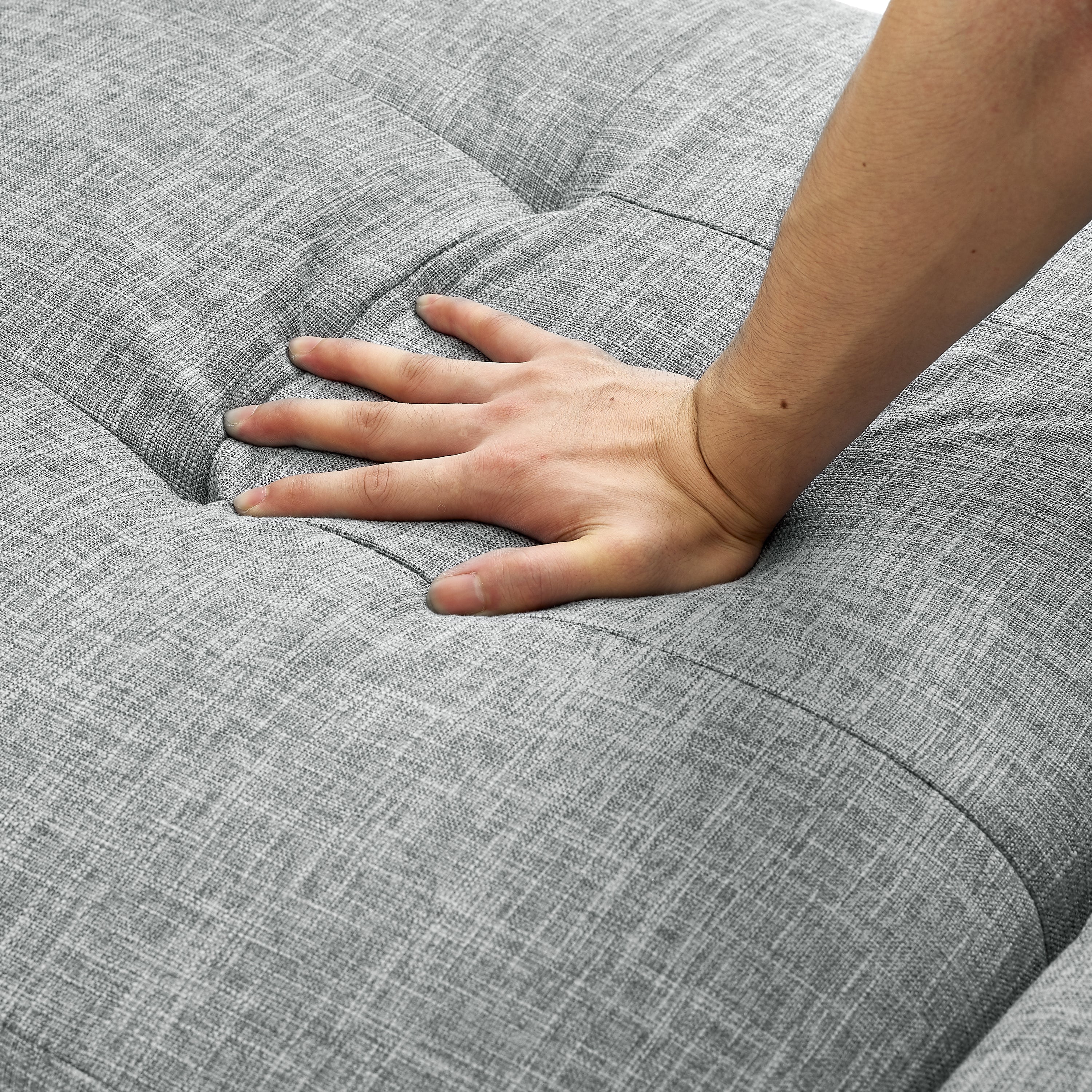 4 in 1 Folding Ottoman Sleeper Sofa Bed Chaise Lounge for Small Space Living- Grey_12