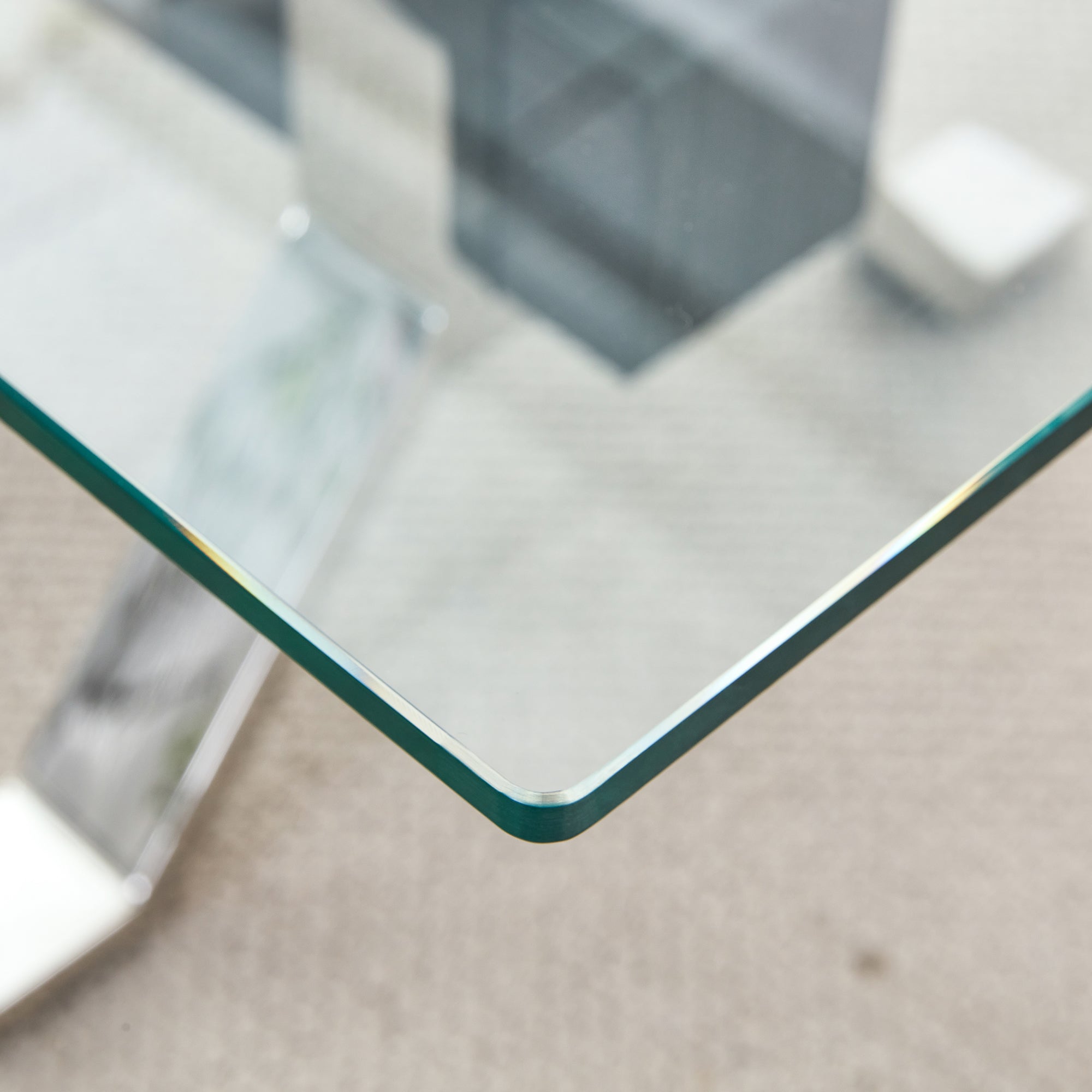 Contemporary Tempered Glass Coffee Table with Plated Metal Legs and MDF Crossbar_7