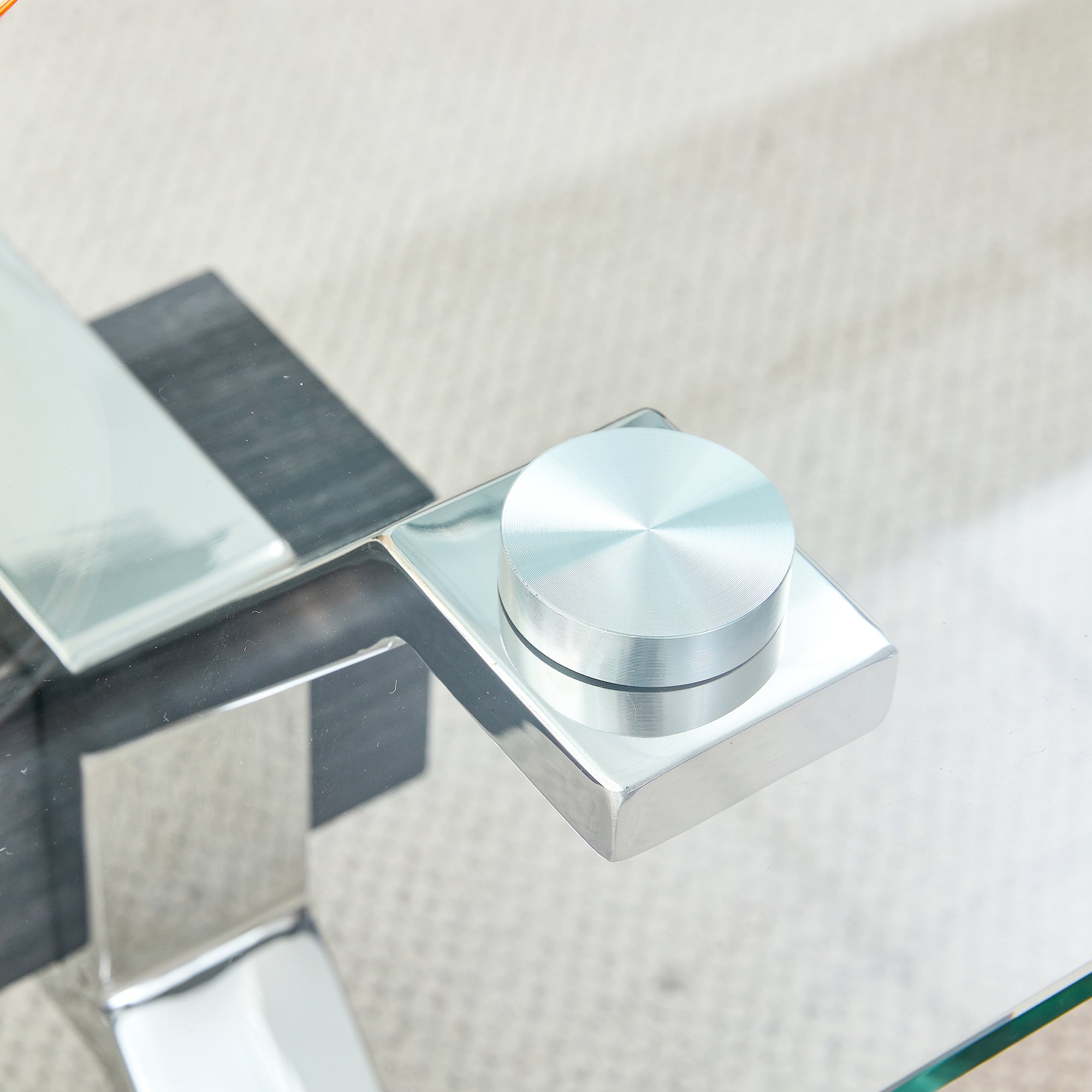 Contemporary Tempered Glass Coffee Table with Plated Metal Legs and MDF Crossbar_10