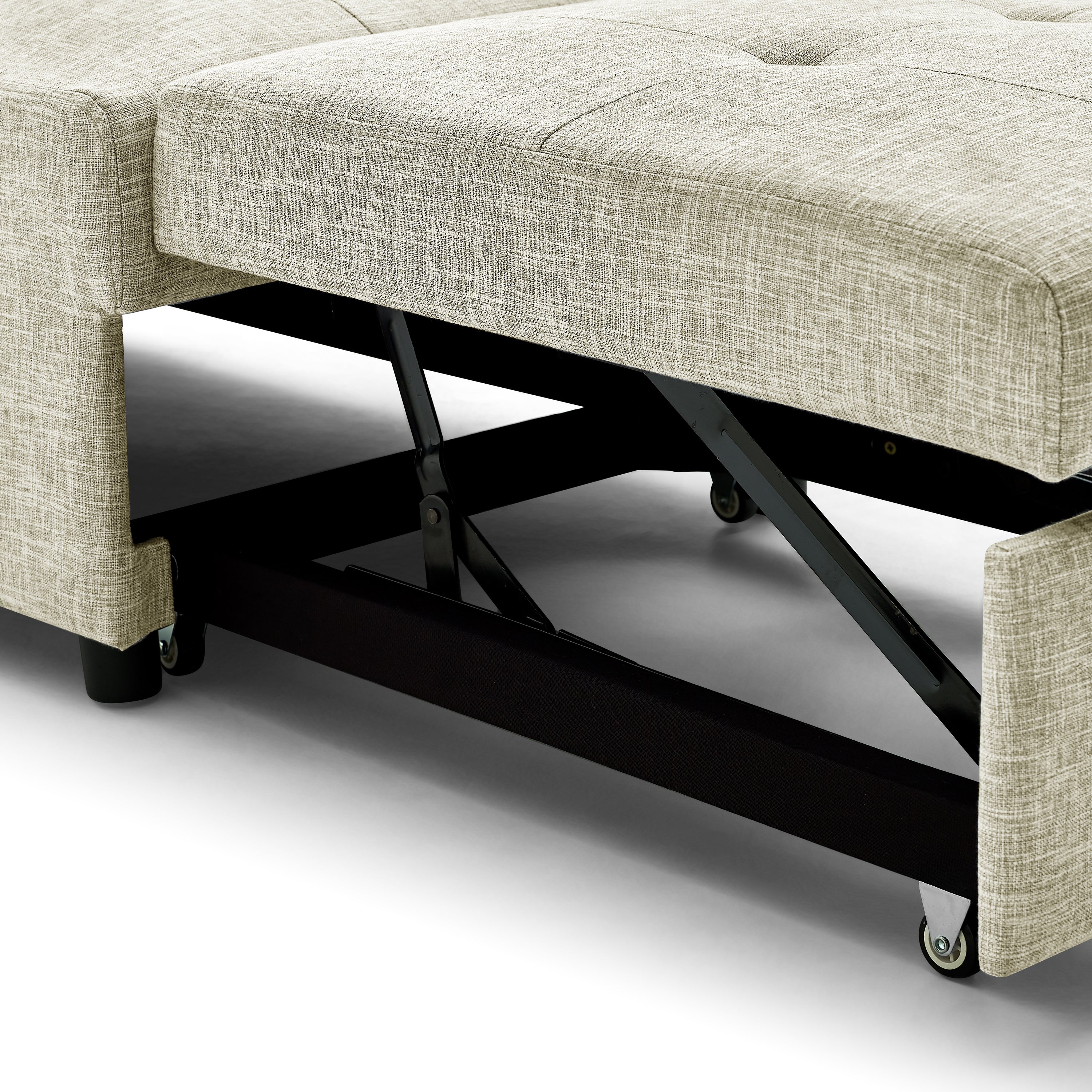 4 in 1 Folding Ottoman Sleeper Sofa Bed Chaise Lounge for Small Space Living- Beige_9