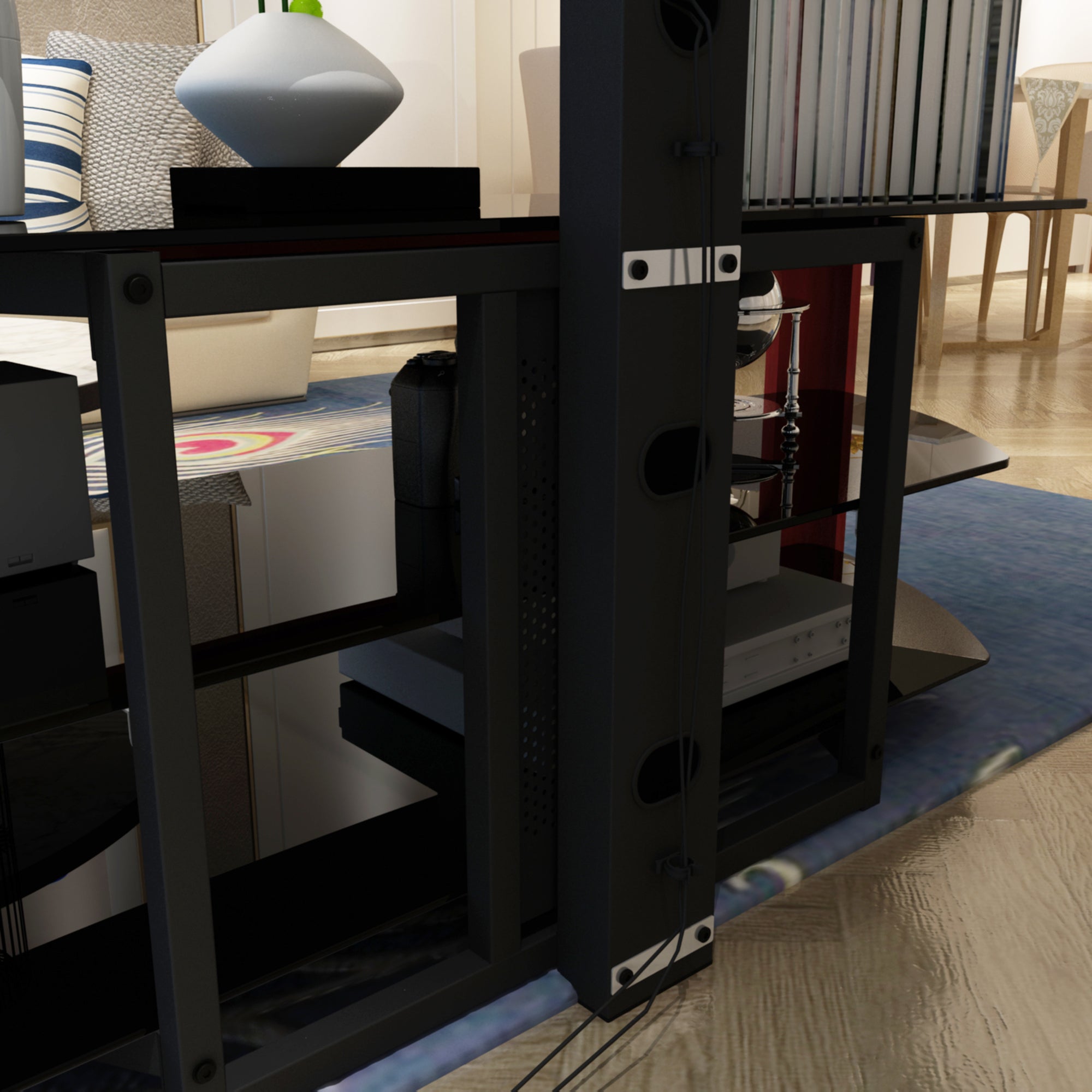 Simple Design Open TV Stand with 2 Tier Storage Space Fits TV Up To 65 inches- Walnut_14