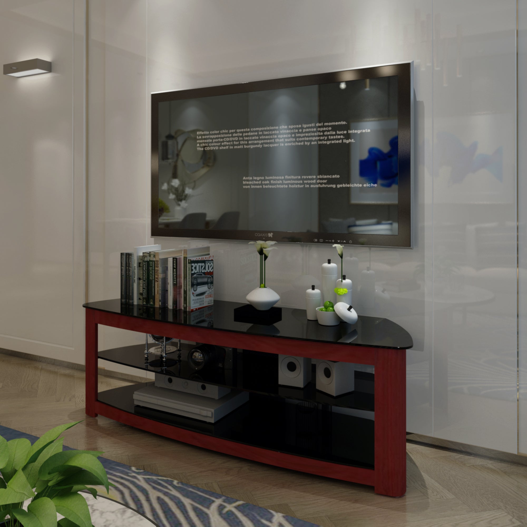 Simple Design Open TV Stand with 2 Tier Storage Space Fits TV Up To 65 inches- Walnut_3