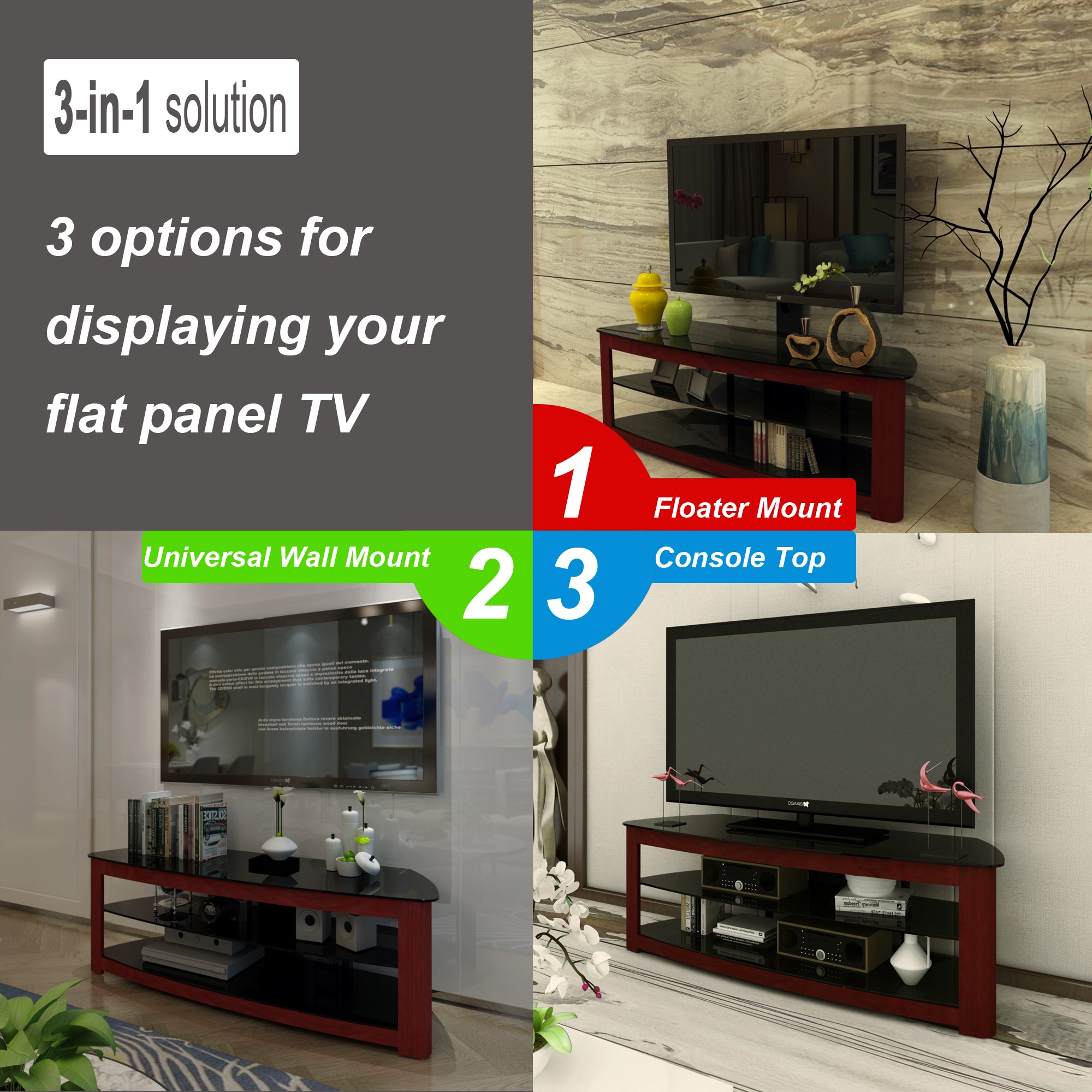 Simple Design Open TV Stand with 2 Tier Storage Space Fits TV Up To 65 inches- Walnut_9