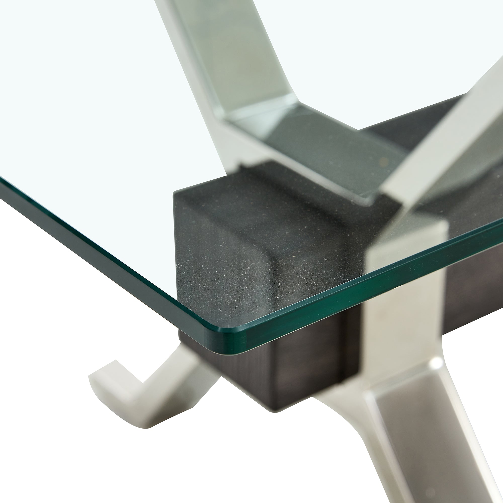 Contemporary Tempered Glass Coffee Table with Plated Metal Legs and MDF Crossbar_15