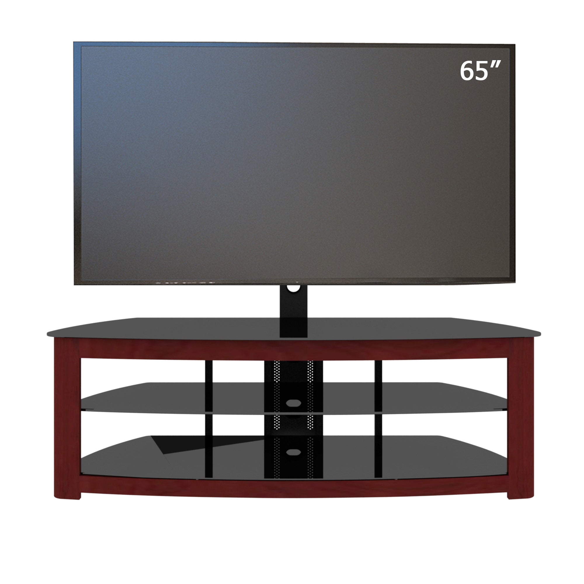 Simple Design Open TV Stand with 2 Tier Storage Space Fits TV Up To 65 inches- Walnut_8