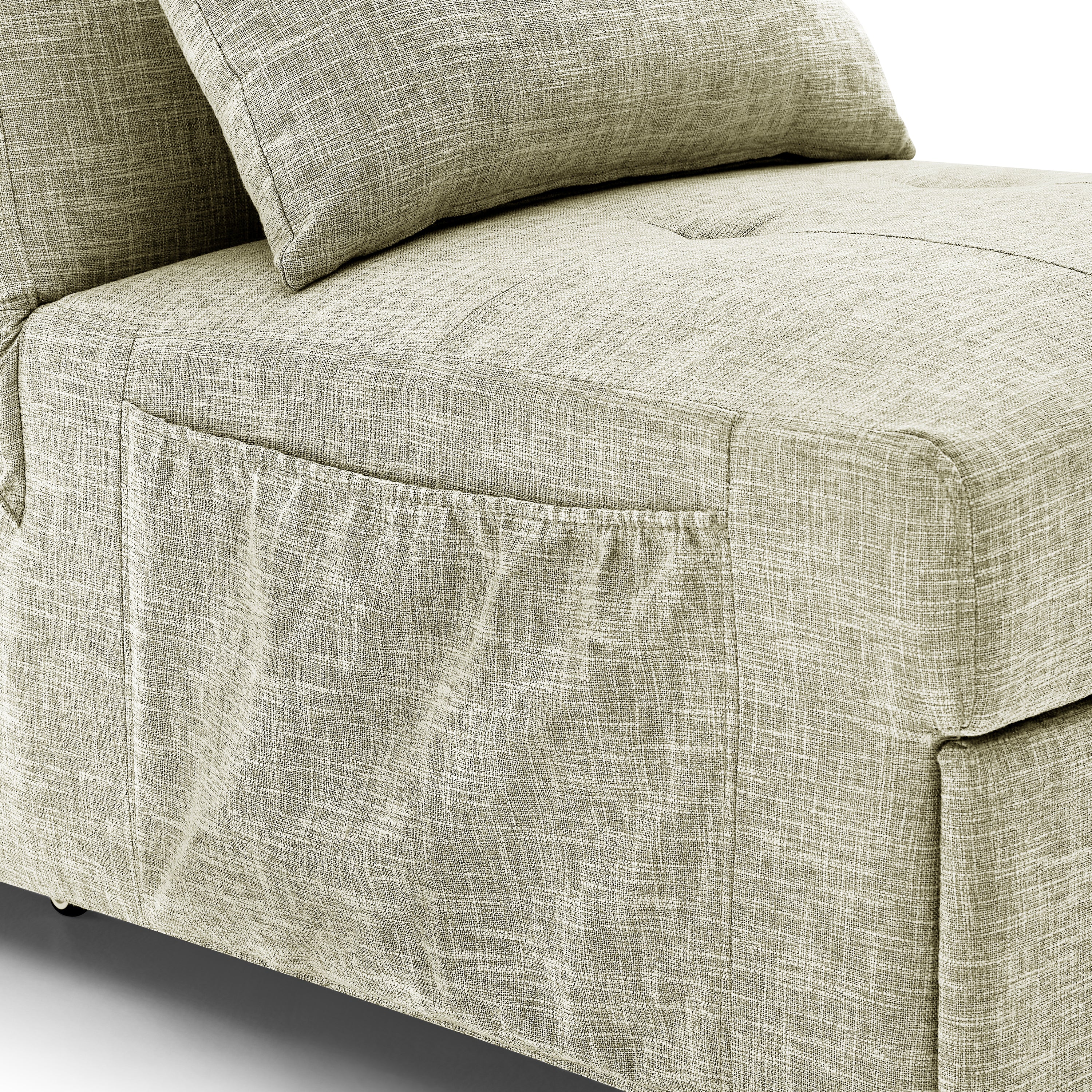 4 in 1 Folding Ottoman Sleeper Sofa Bed Chaise Lounge for Small Space Living- Beige_10