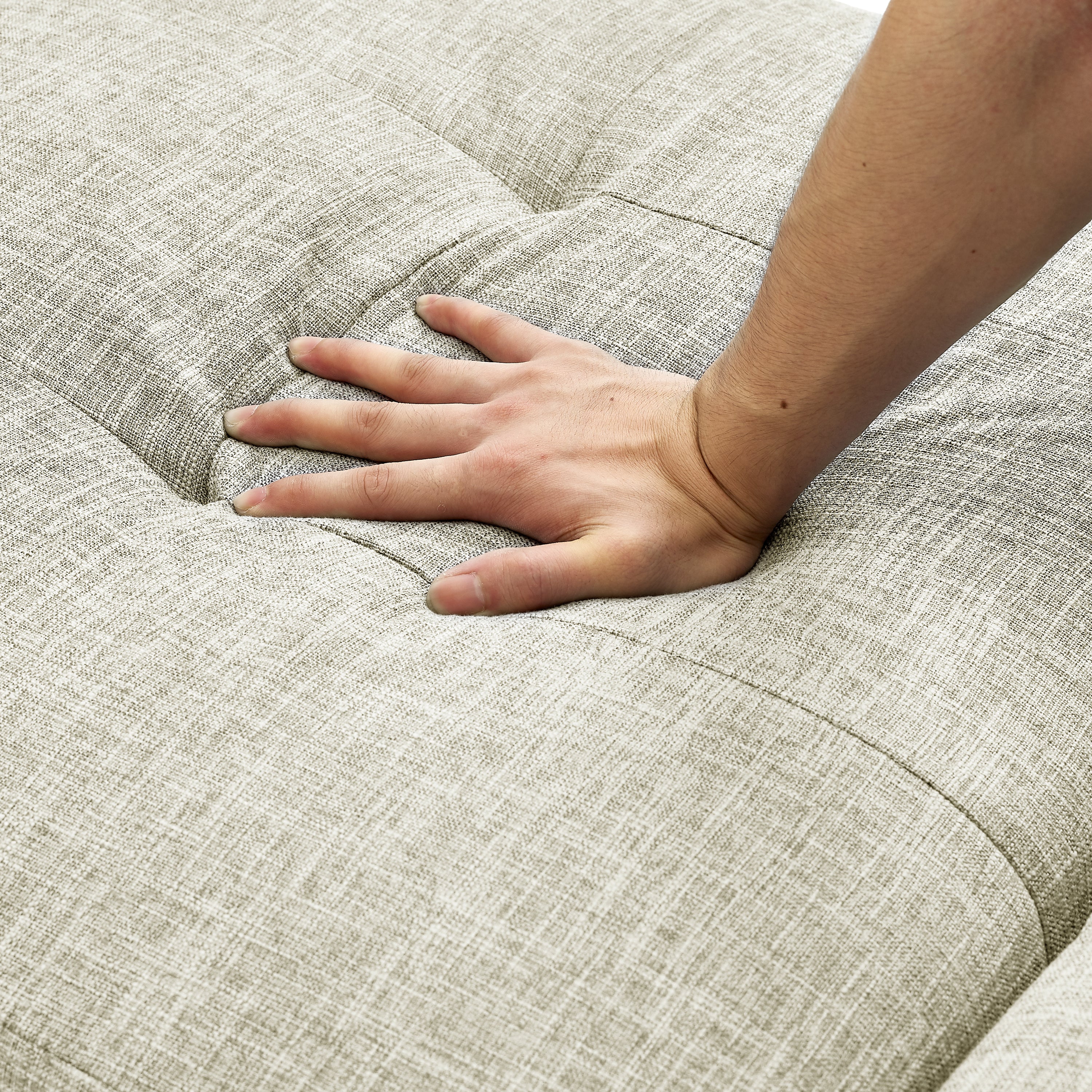 4 in 1 Folding Ottoman Sleeper Sofa Bed Chaise Lounge for Small Space Living- Beige_11