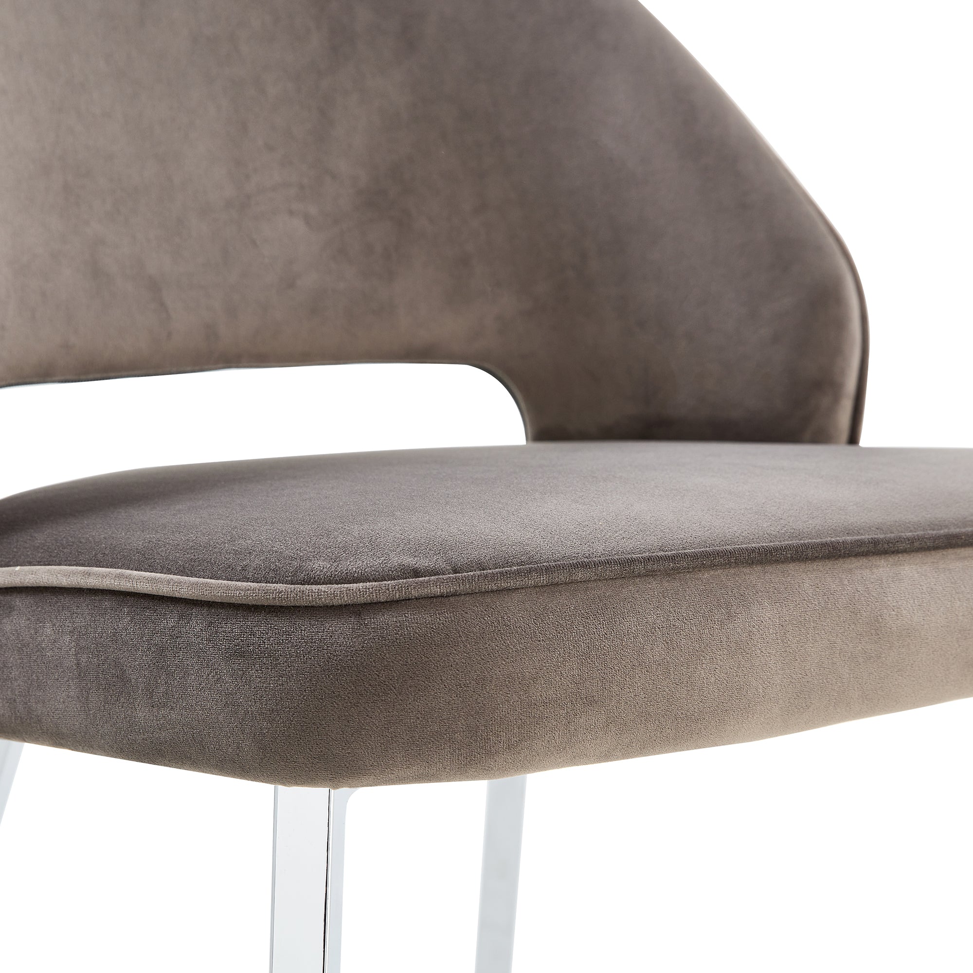 Set of 2 Velvet Dining Barstools with Anti Slip Metal Framed Legs- Gray_17