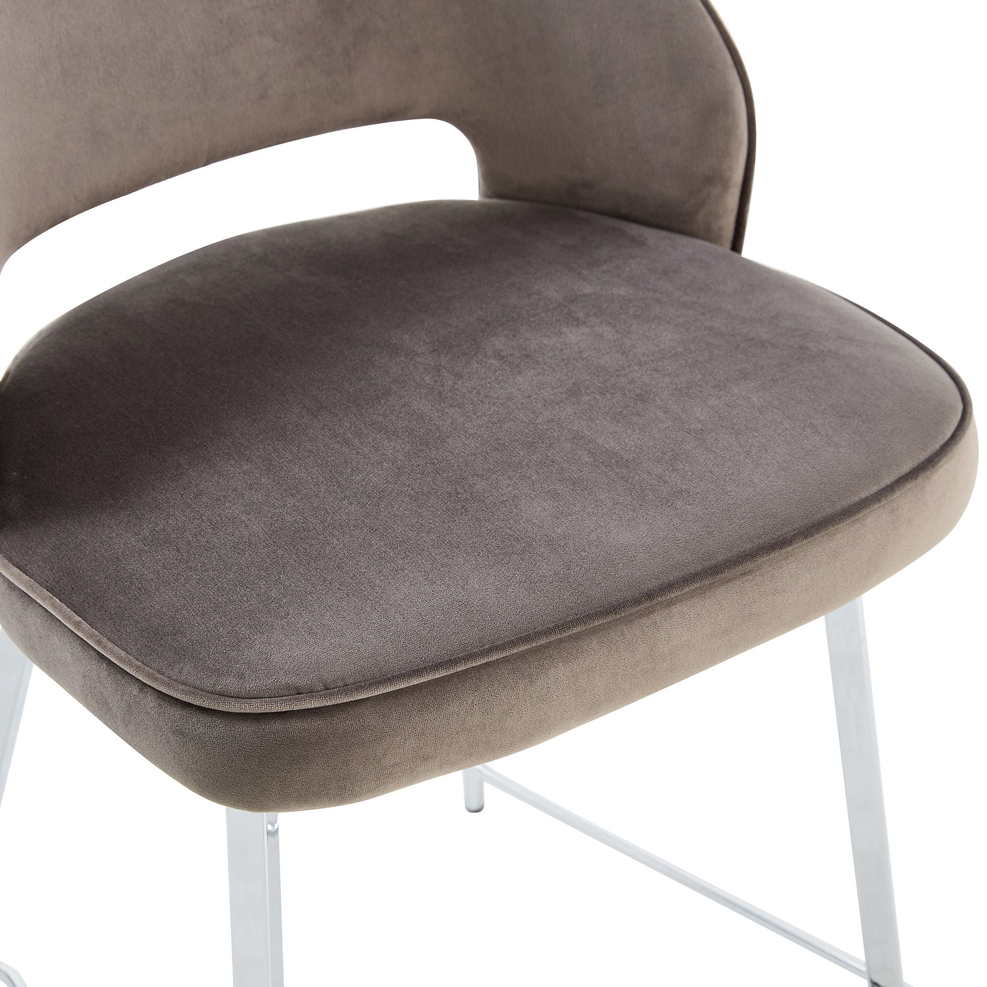 Set of 2 Velvet Dining Barstools with Anti Slip Metal Framed Legs- Gray_15