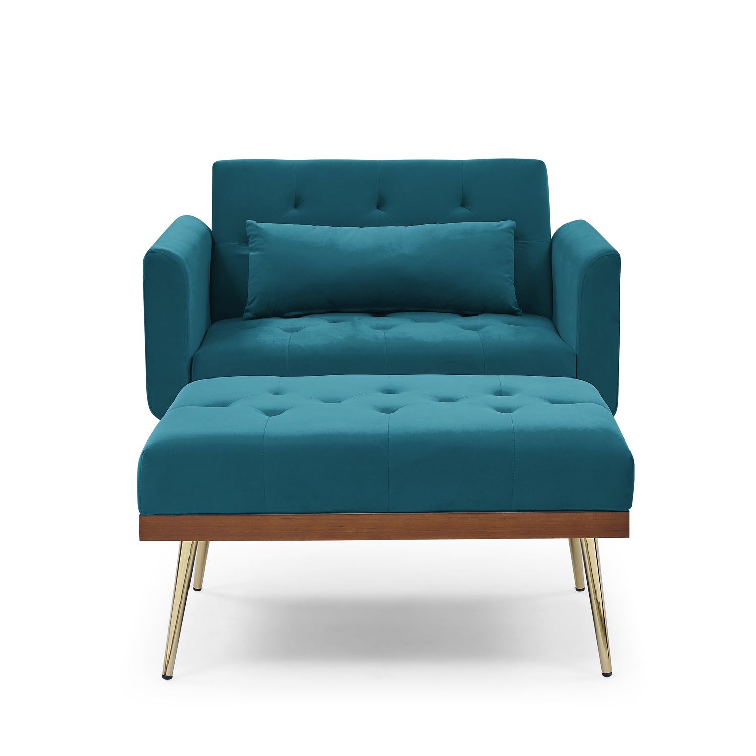 Recliner Sofa Chair with Ottoman Two Arm Pocket with Wooden Frame- Teal_5