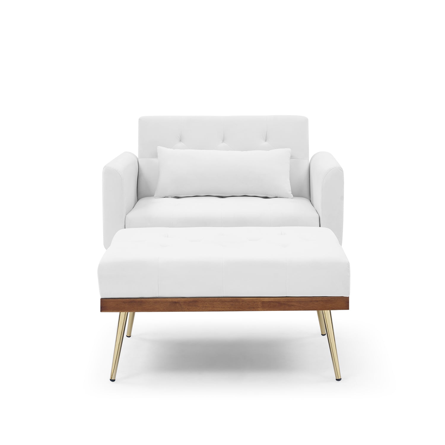Recliner Sofa Chair with Ottoman Two Arm Pocket with Wooden Frame- White_6