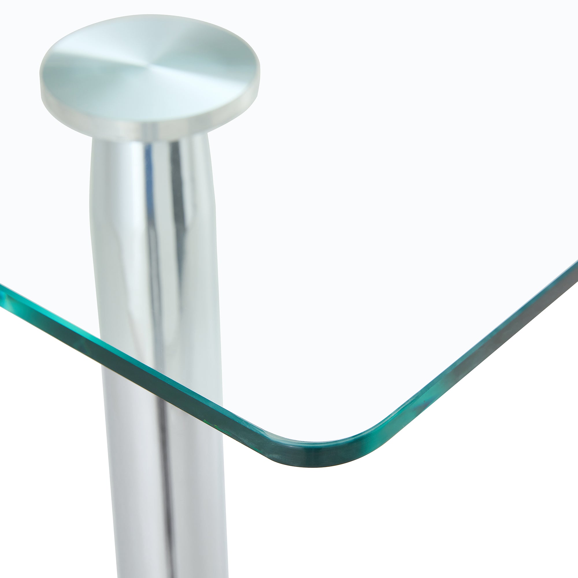 4 to 6 Seater Modern Minimalist Thick Tempered Glass Dining Table with Silver Metal Legs_15