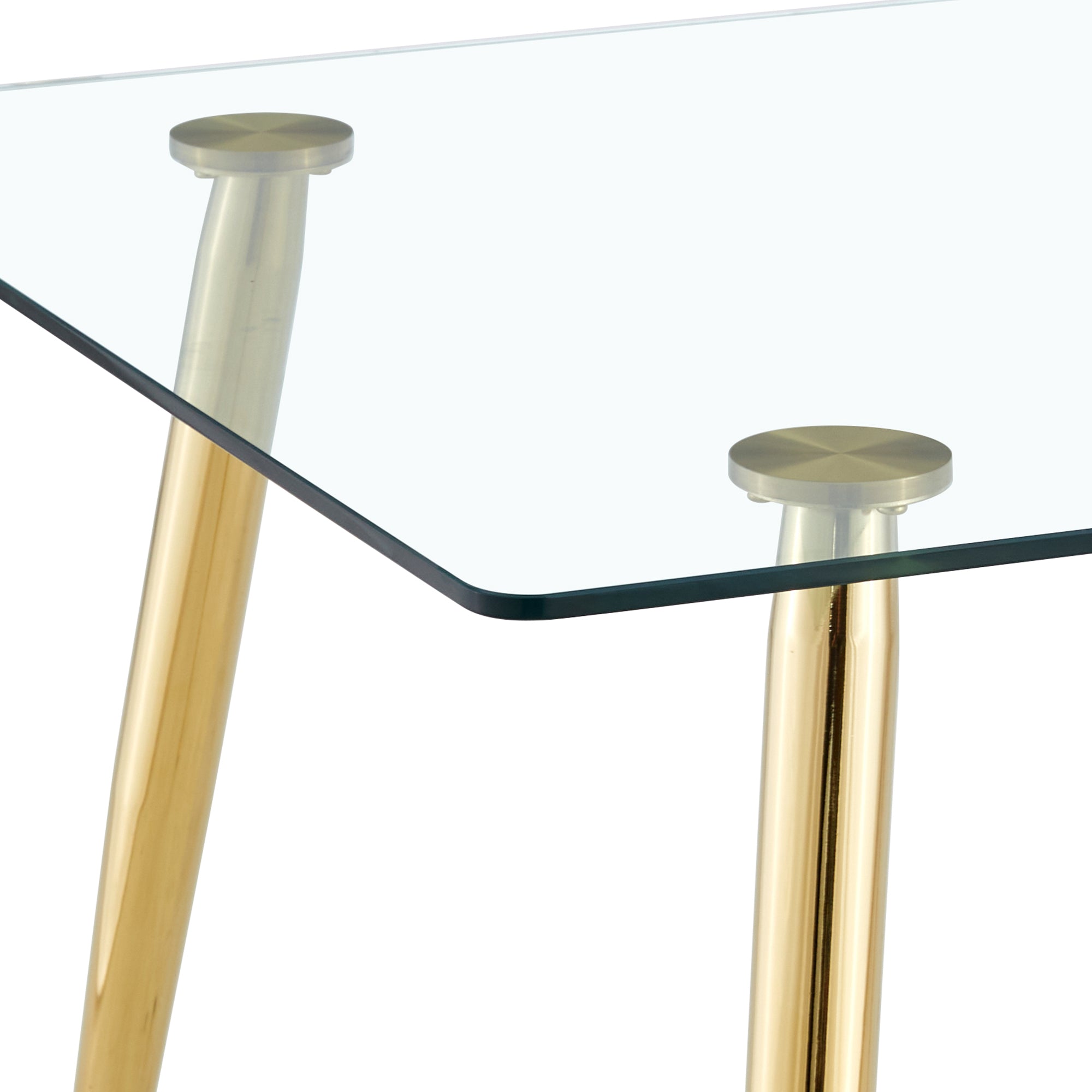 4 to 6 Seater Modern Minimalist Thick Tempered Glass Dining Table with Gold Metal Legs_13