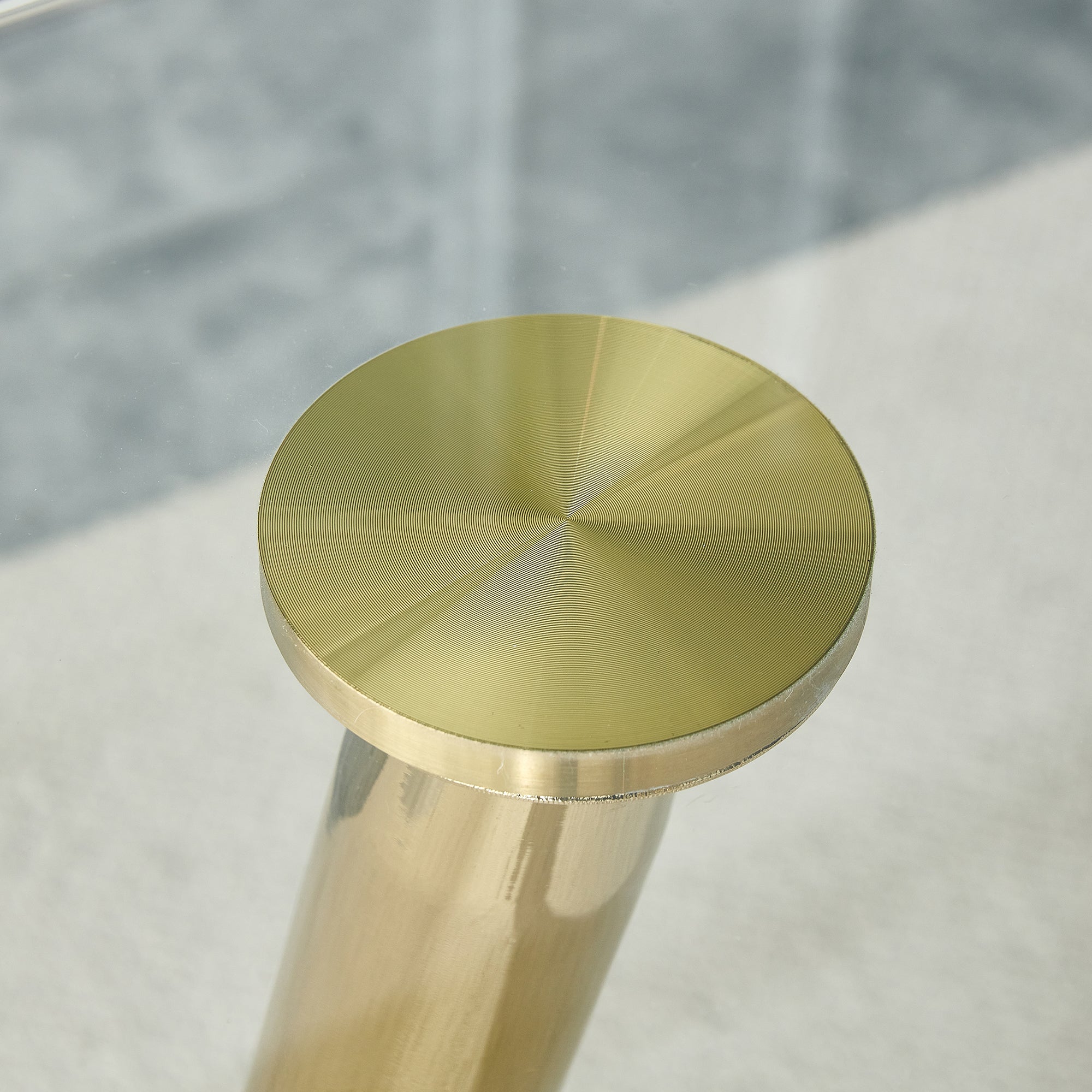 4 to 6 Seater Modern Minimalist Thick Tempered Glass Dining Table with Gold Metal Legs_8