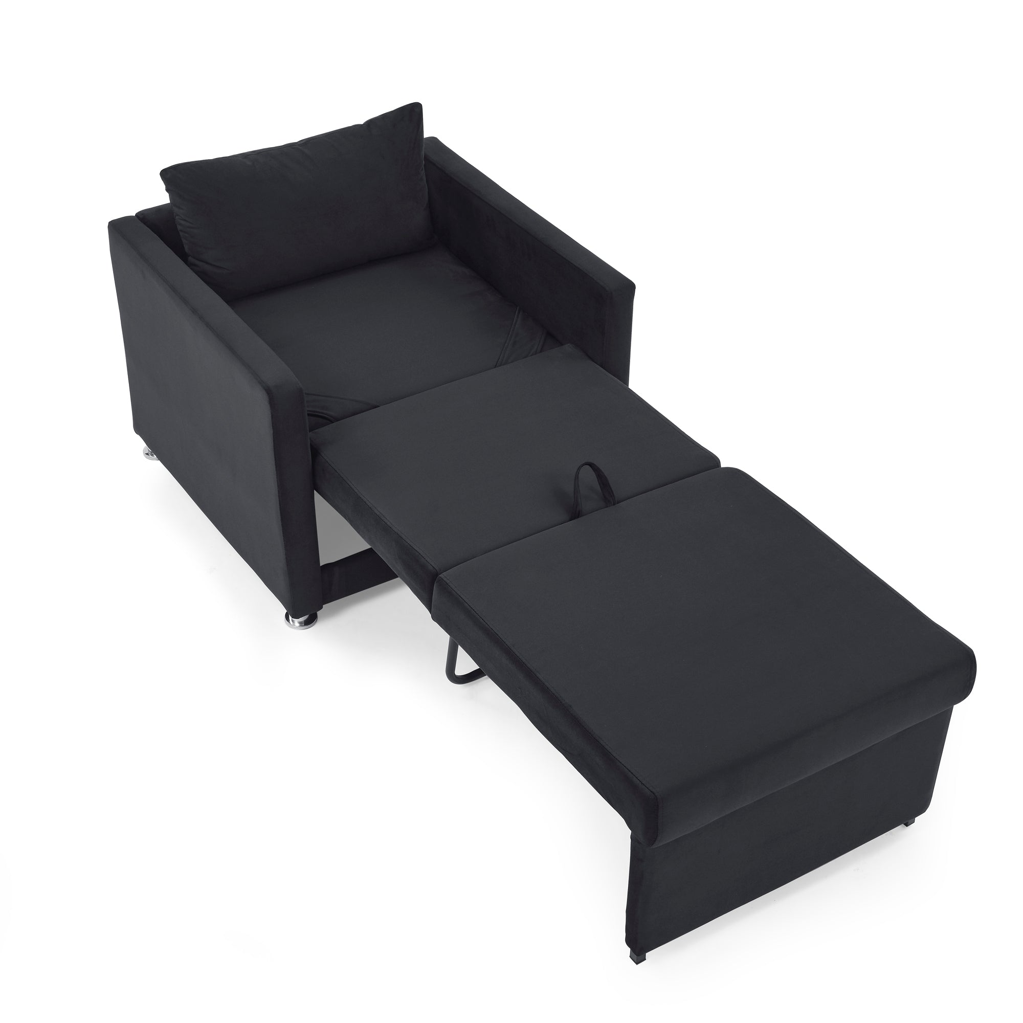 2-in-1 Convertible Sofa Chair Bed Space Saving Lounger Sleeper Chair- Black_7