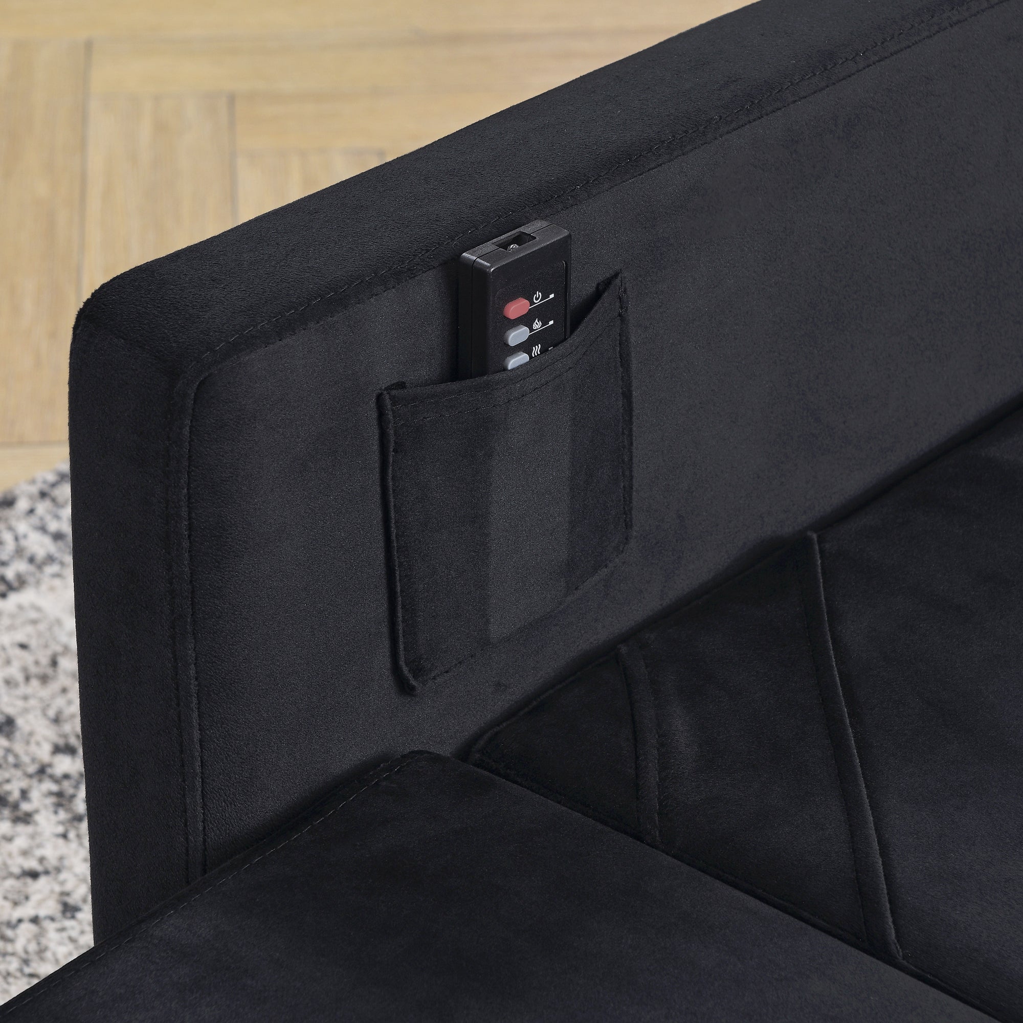 2-in-1 Convertible Sofa Chair Bed Space Saving Lounger Sleeper Chair- Black_10