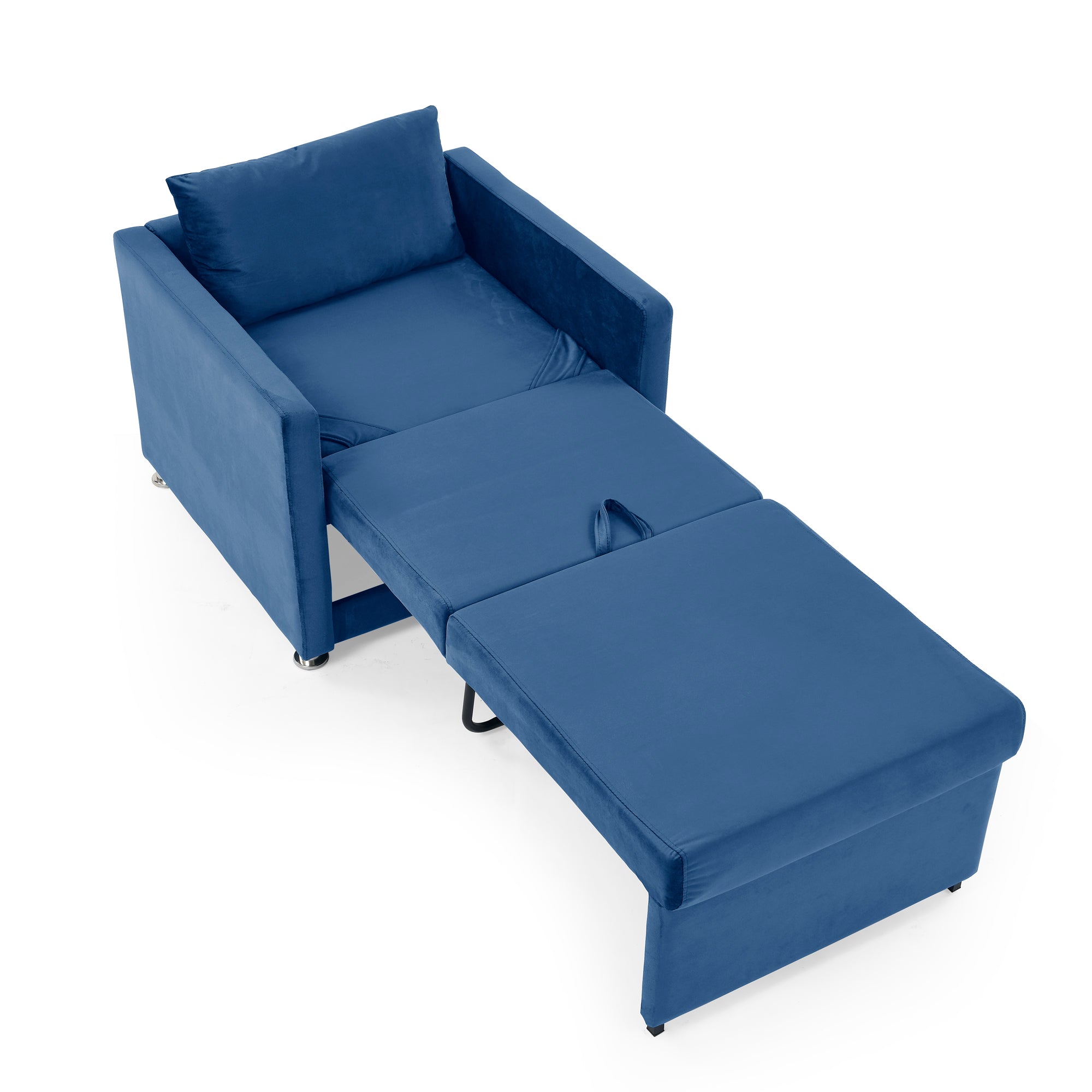 2-in-1 Convertible Sofa Chair Bed Space Saving Lounger Sleeper Chair- Blue_5