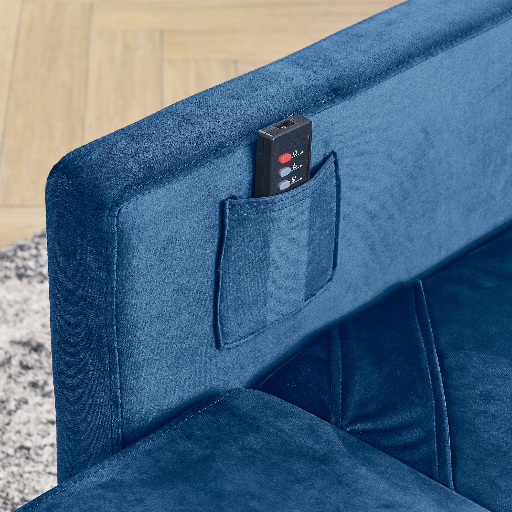 2-in-1 Convertible Sofa Chair Bed Space Saving Lounger Sleeper Chair- Blue_8