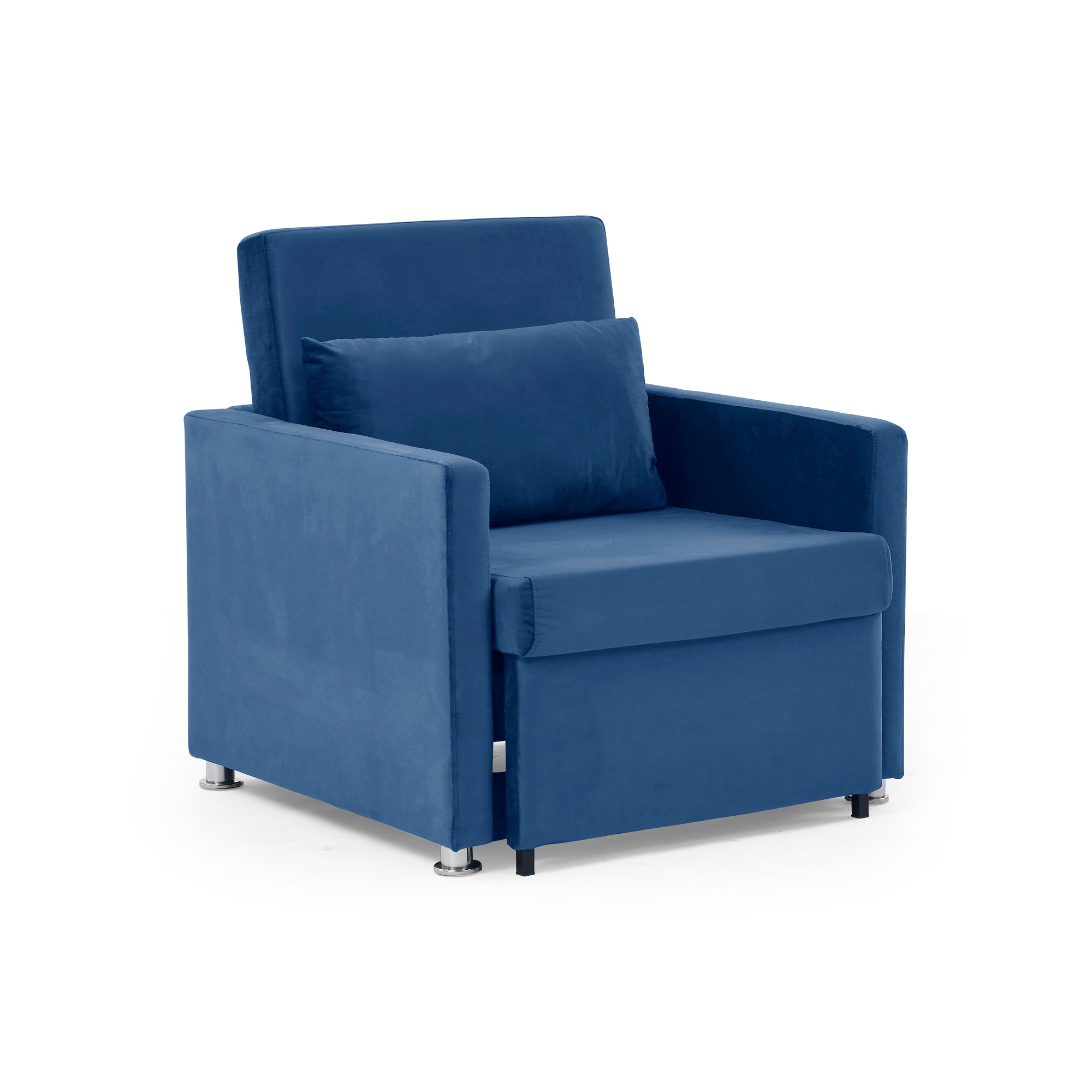 2-in-1 Convertible Sofa Chair Bed Space Saving Lounger Sleeper Chair- Blue_7