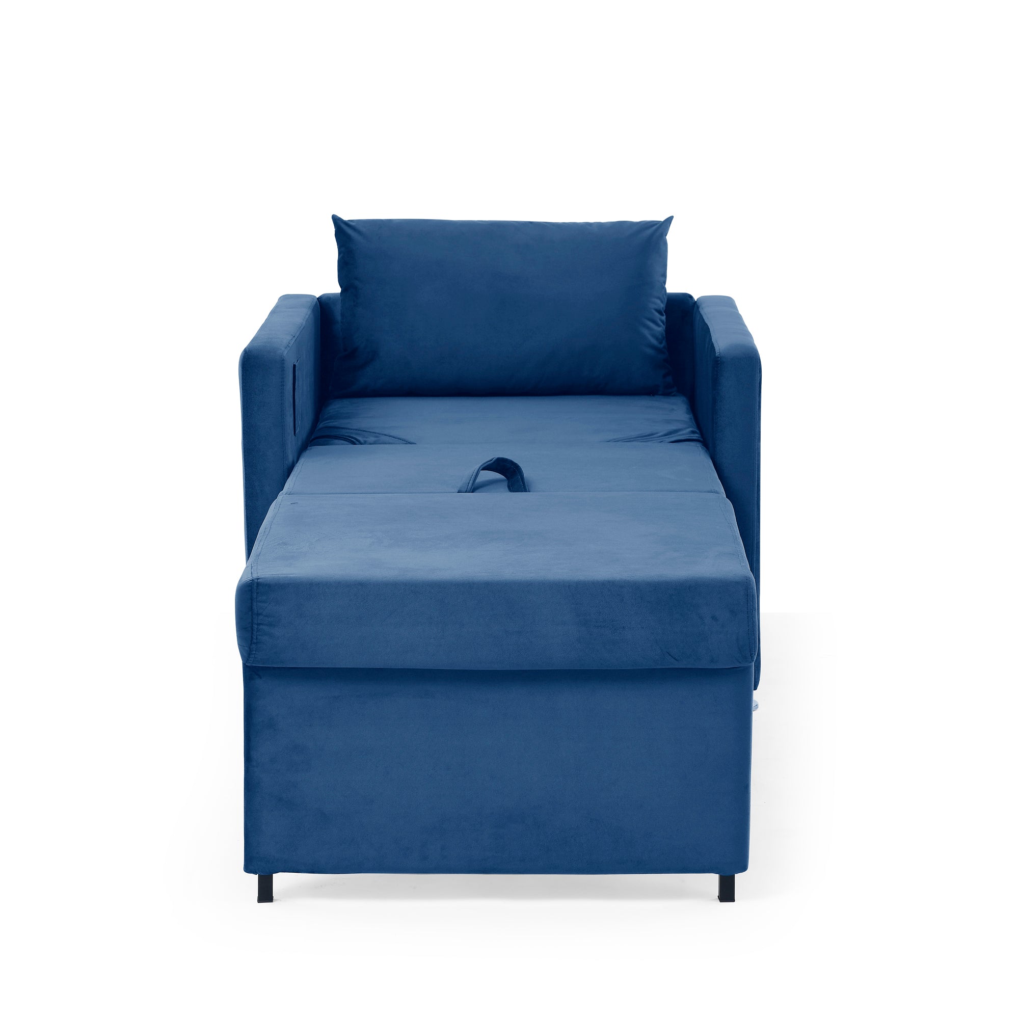 2-in-1 Convertible Sofa Chair Bed Space Saving Lounger Sleeper Chair- Blue_6