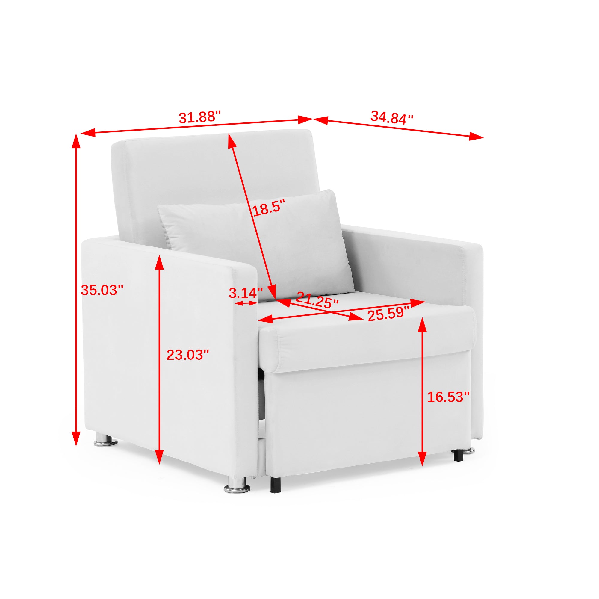 2-in-1 Convertible Sofa Chair Bed Space Saving Lounger Sleeper Chair- Blue_14